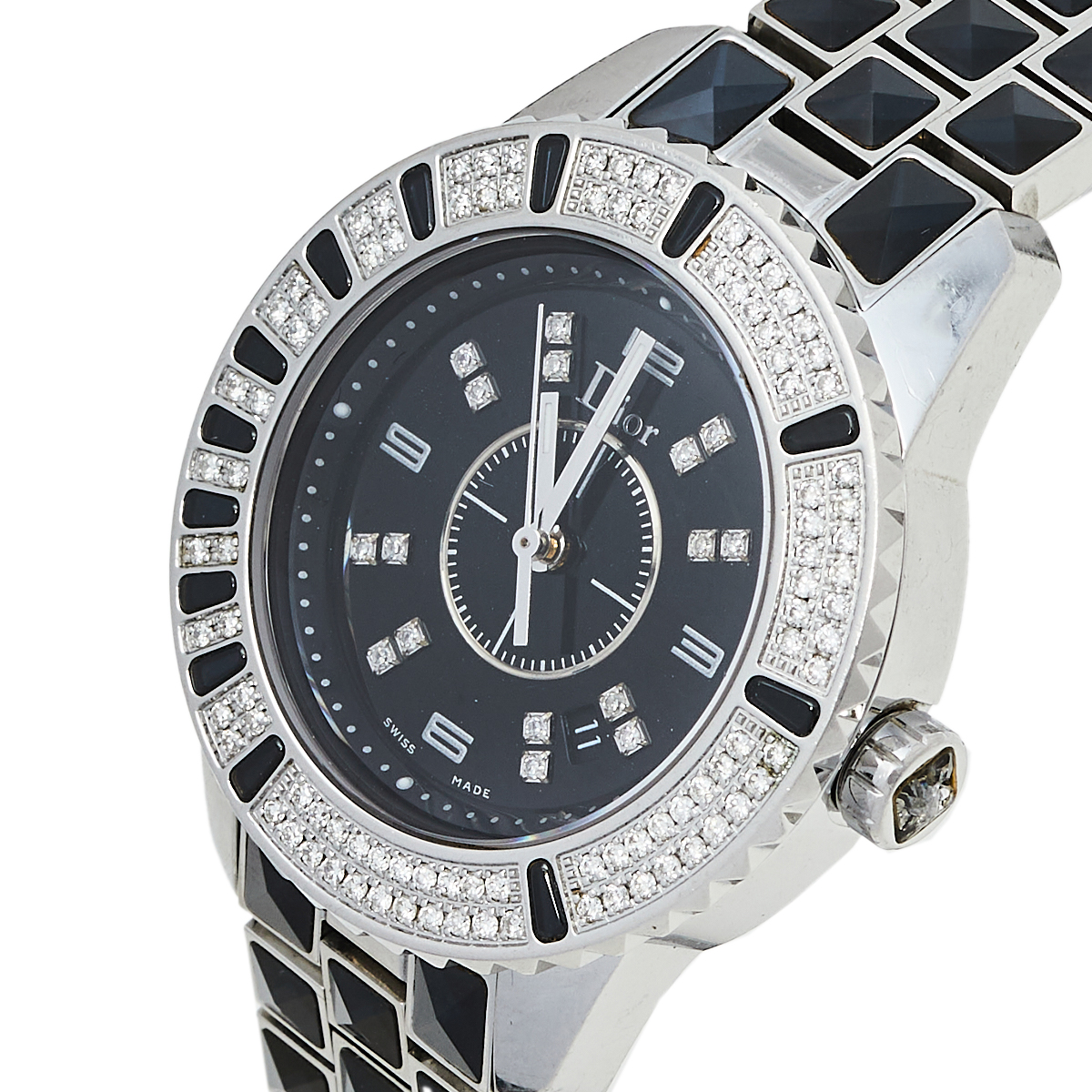 

Dior Black Stainless Steel Diamonds Christal CD113119 Women's Wristwatch