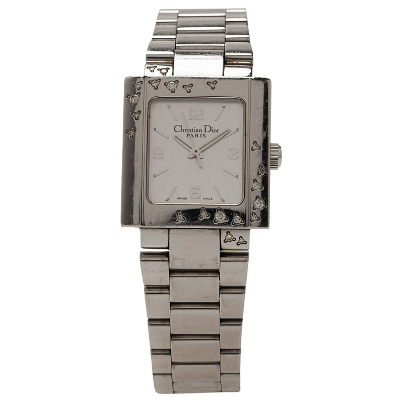 Dior White Stainless Steel Christal Women's Wristwatch 24MM