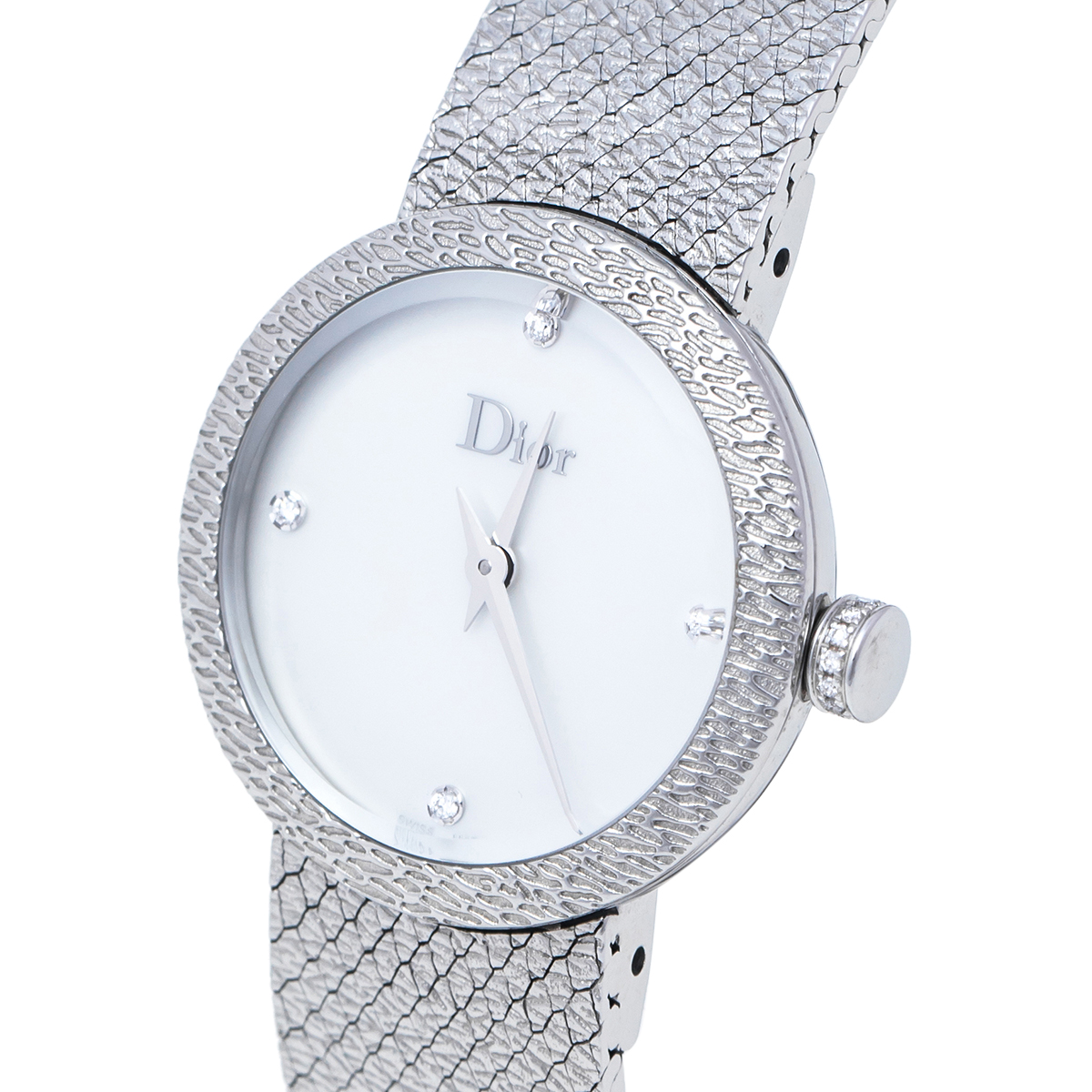 

Dior Mother of Pearl Stainless Steel Diamonds La D De Dior Satine CD047112M001 Women's Wristwatch, White