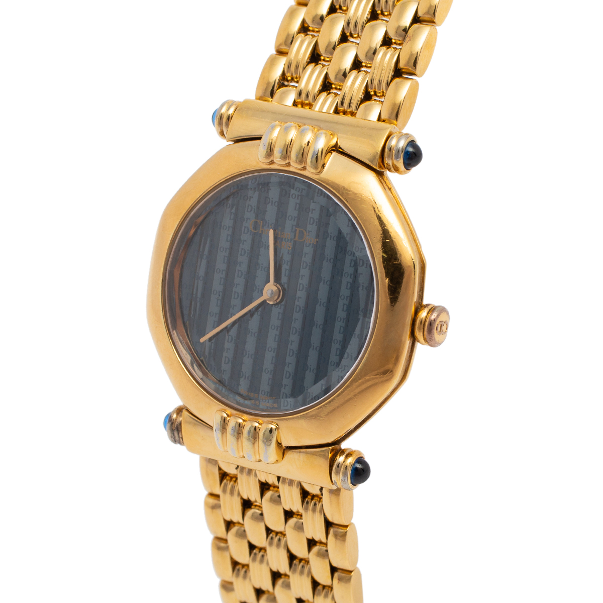 

Chrstian Dior Blue Gold Plated Stainless Steel Depose