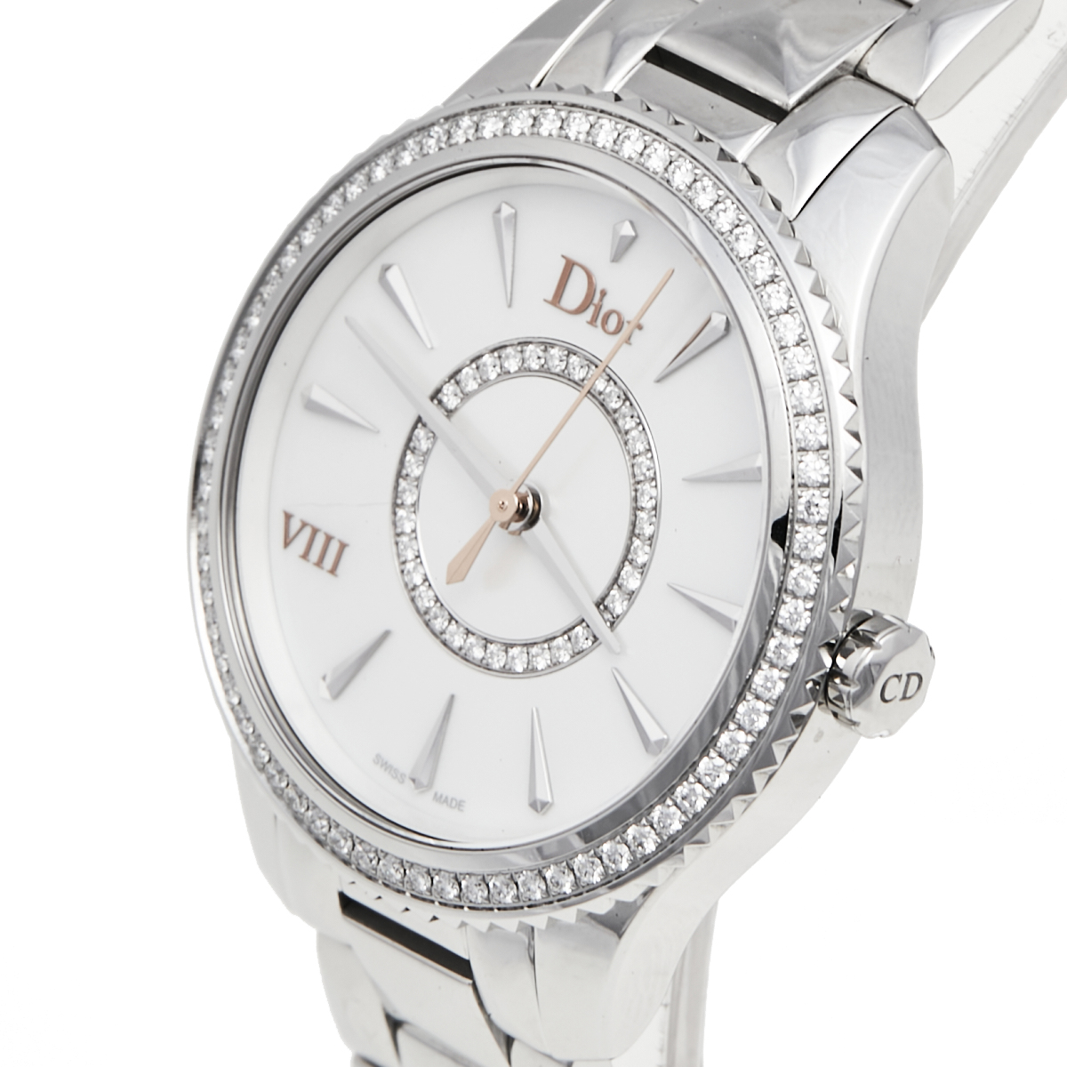 

Dior Mother of Pearl Stainless Steel Diamonds Dior VIII CD152111M001 Women's Wristwatch, Silver