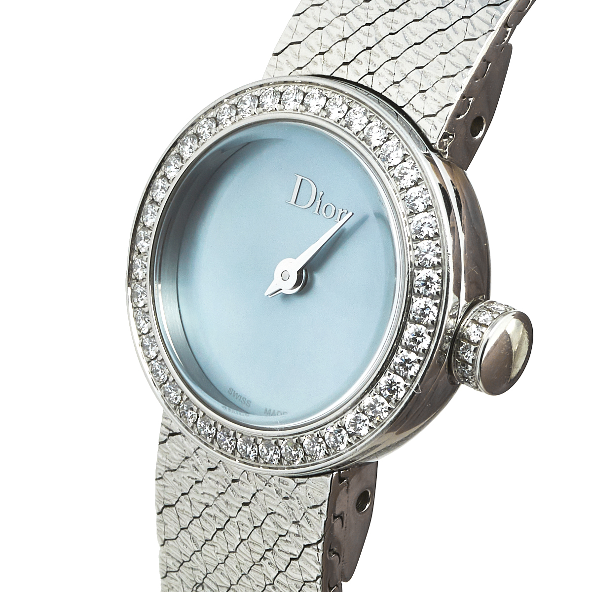 

Dior Mother of Pearl Stainless Steel Diamond La Mini D de Dior Satine CD040110M002 Women's Wristwatch, Silver