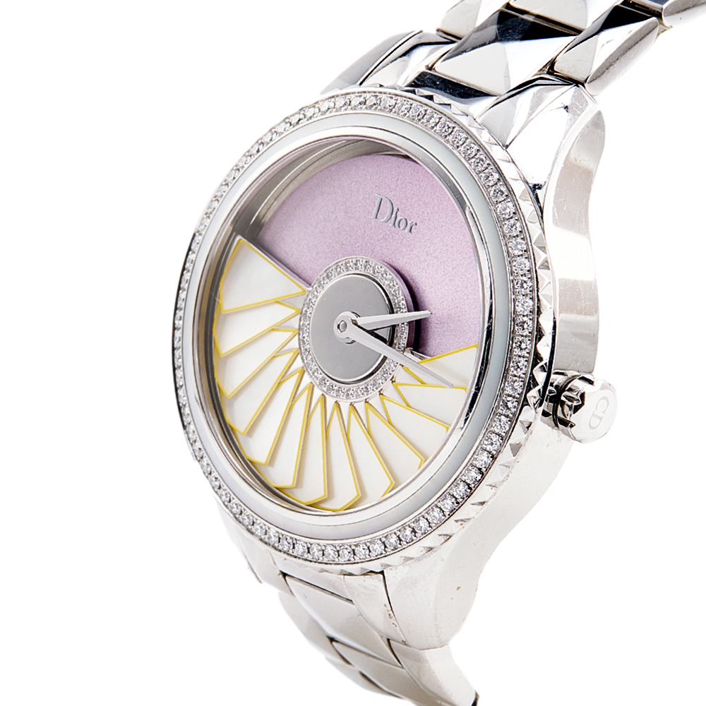 

Dior Multicolor Mother of Pearl Diamond Stainless Steel Grand Bal Plisse Soleil CD153B10 Women's Wristwatch
