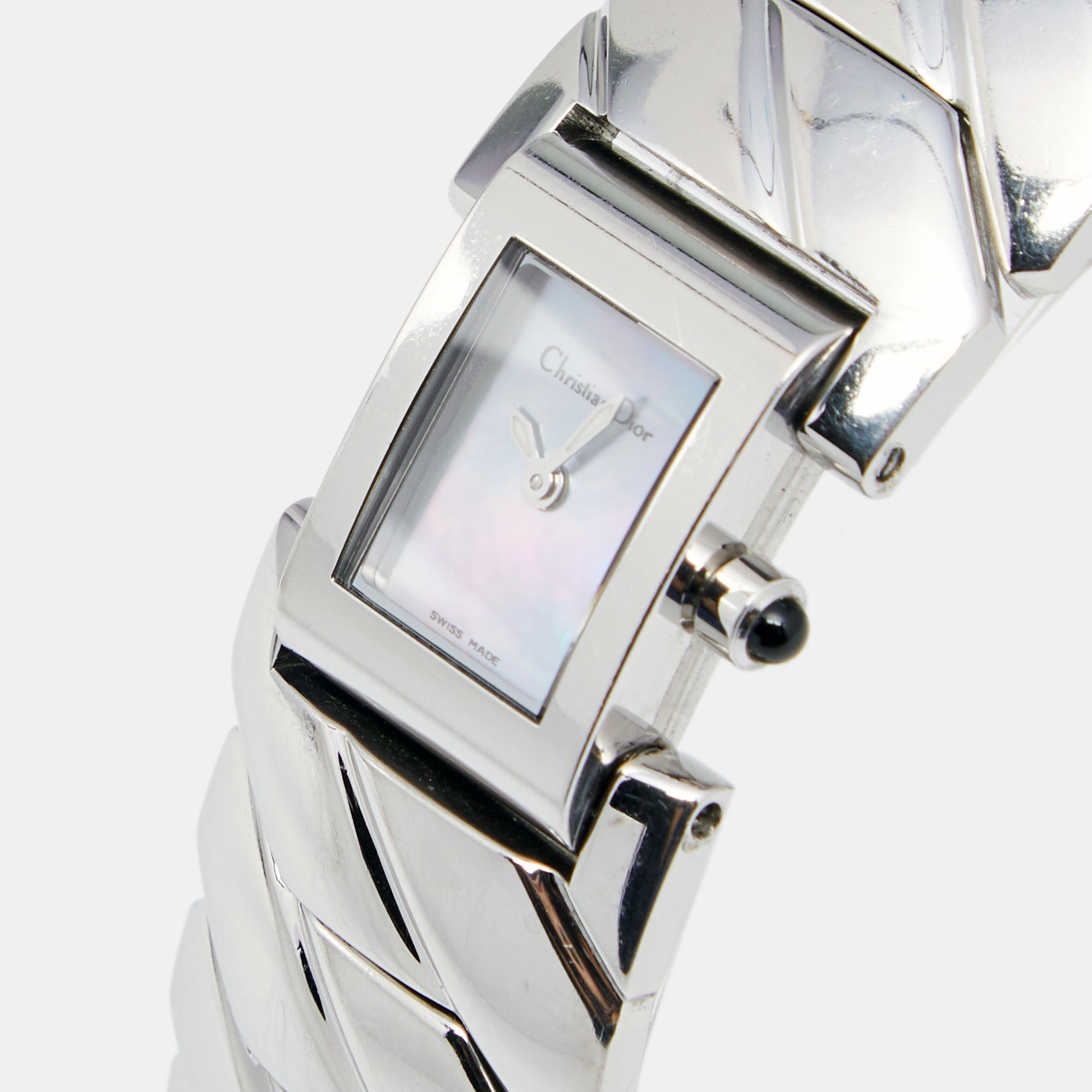 

Christian Dior Blue Mother of Pearl Stainless Steel D72-100 Art Deco Women's Wristwatch, Silver
