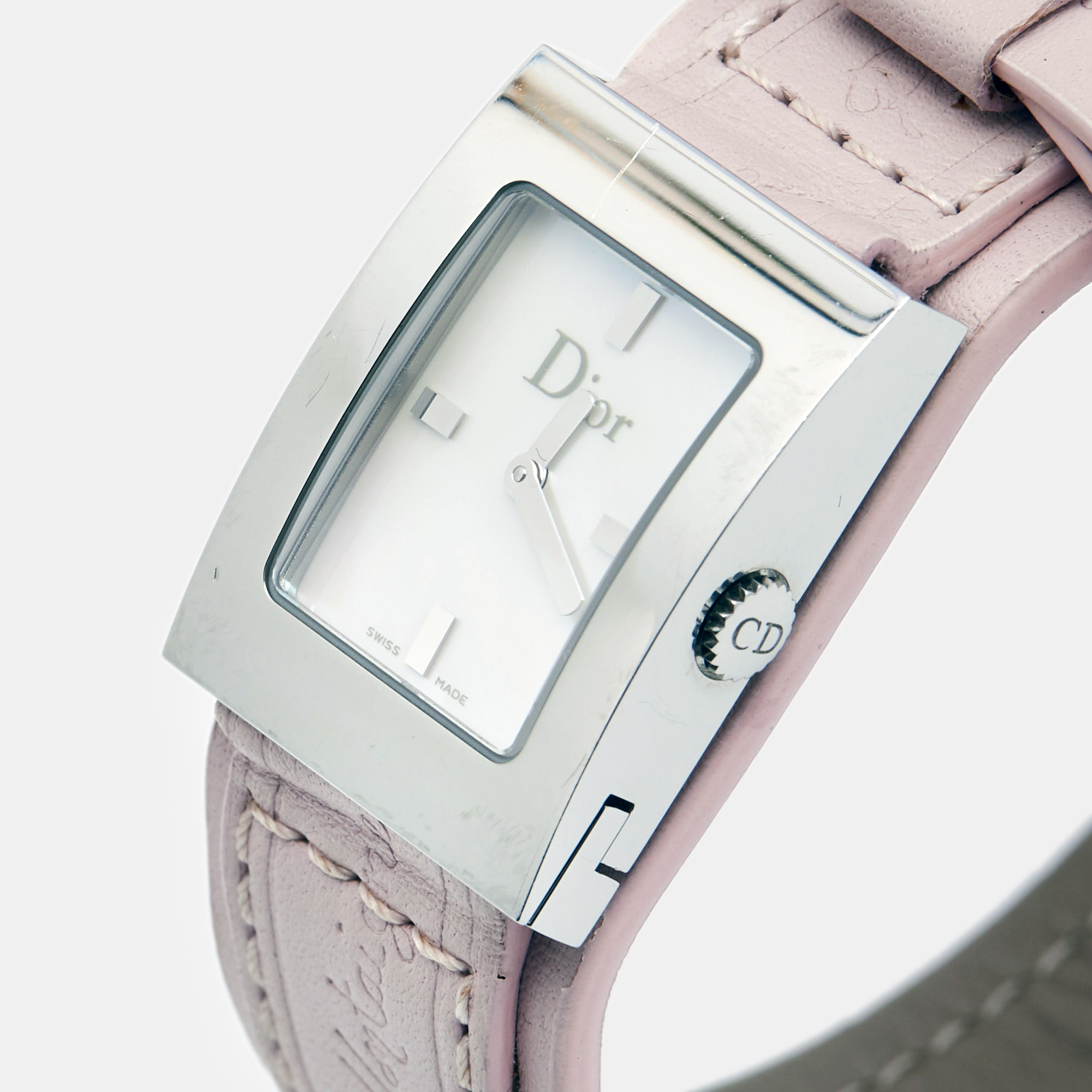 

Dior Mother of Pearl Stainless Steel Leather Malice D78-109 Women's Wristwatch, White