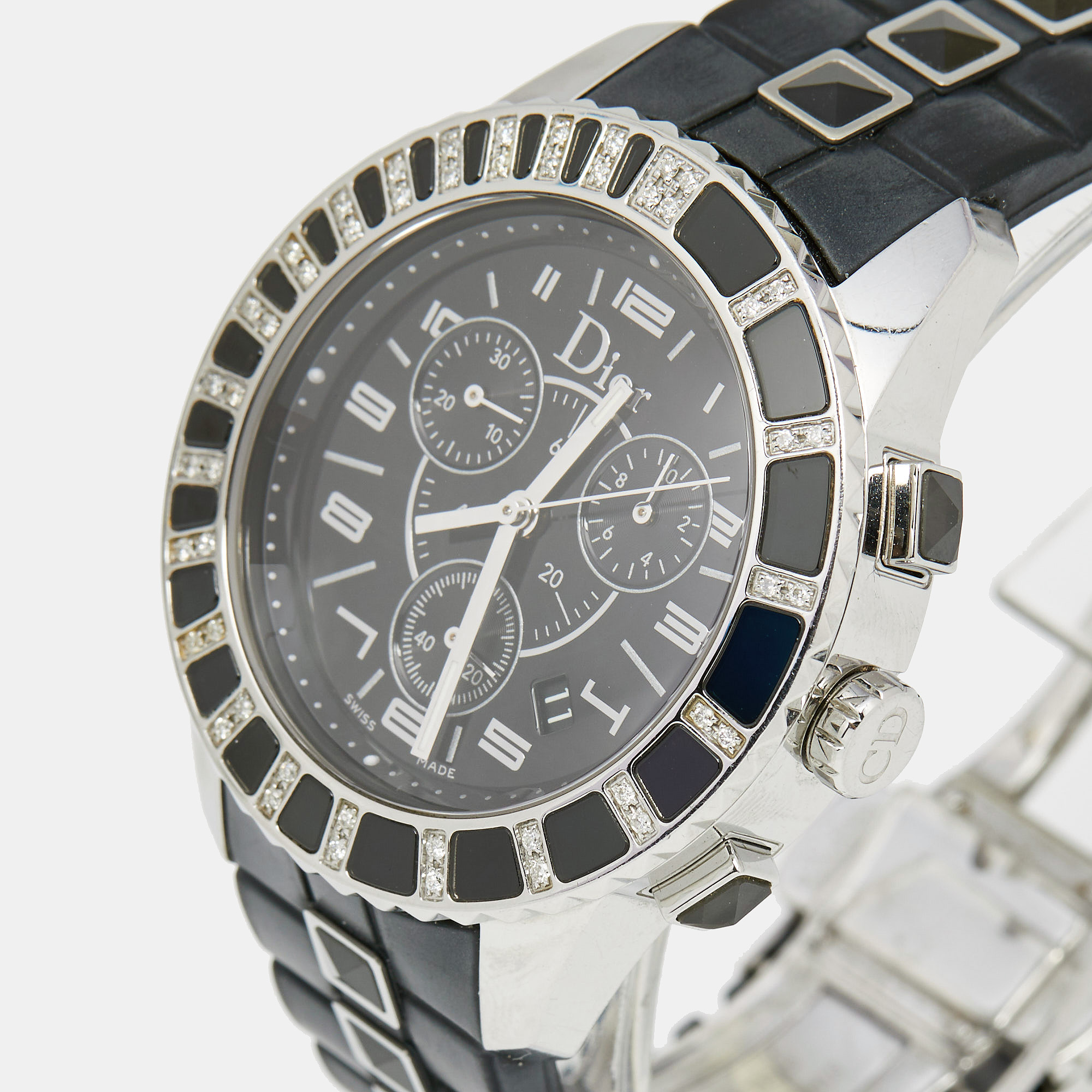 

Dior Black Stainless Steel Diamond Rubber Christal CD11431ER001 Women's Wristwatch
