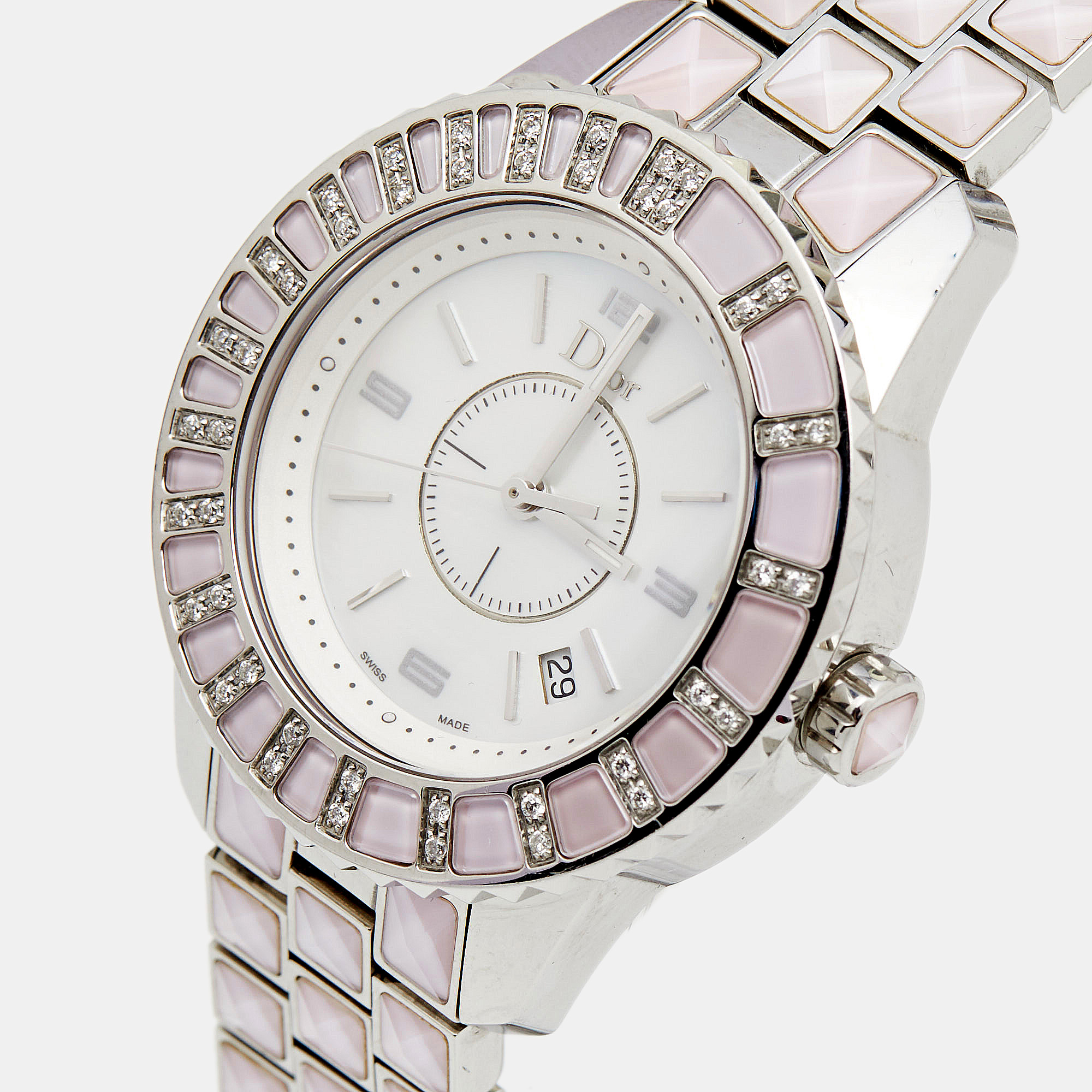 

Dior Mother of Pearl Diamond Stainless Steel Christal CD113110M002 Women's Wristwatch, White