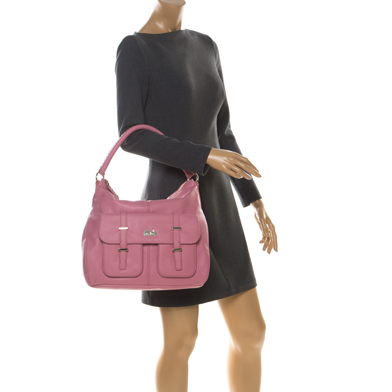 

DKNY Pink Leather Front Pocket Shoulder Bag