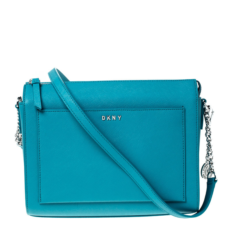 Dkny Blue Leather Medium Bryant Crossbody Bag  