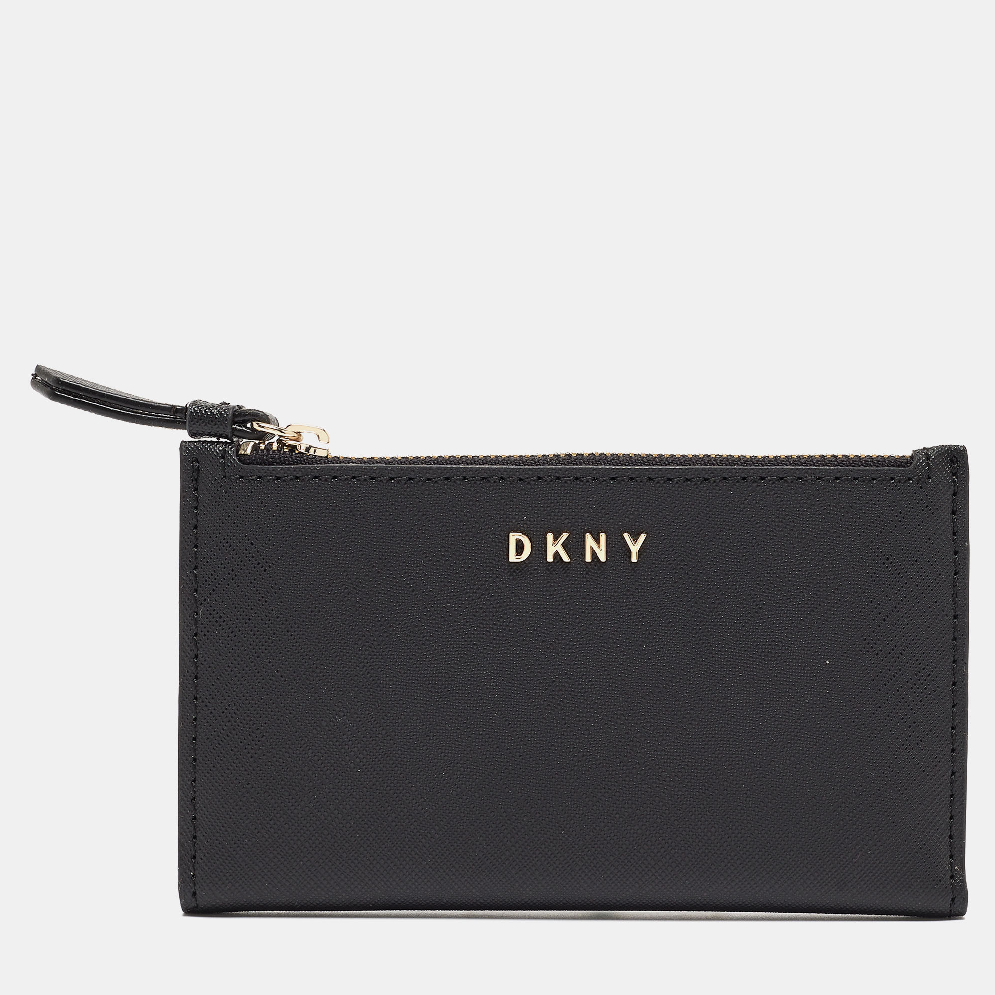Pre-owned Dkny Black Leather Bryant Park Compact Wallet