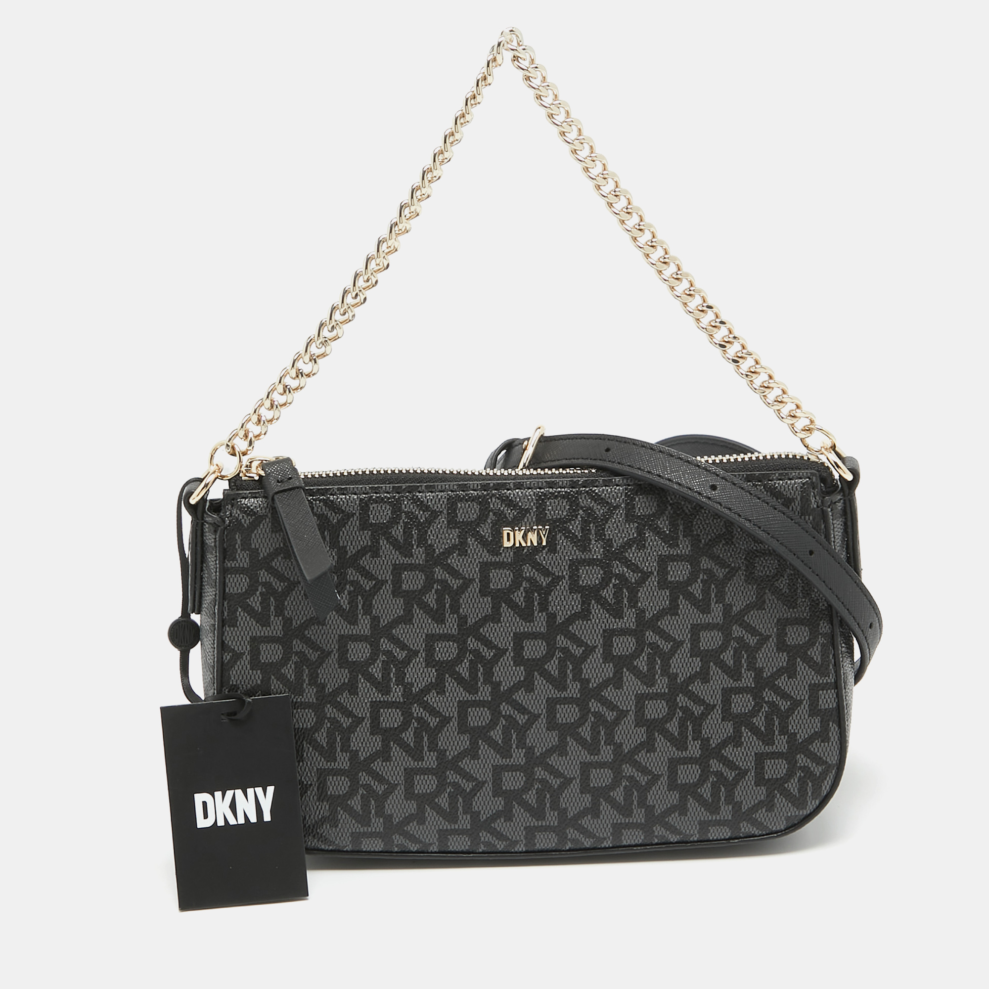 

Dkny Black Signature Coated Canvas and Leather Bryant Park Crossbody Bag
