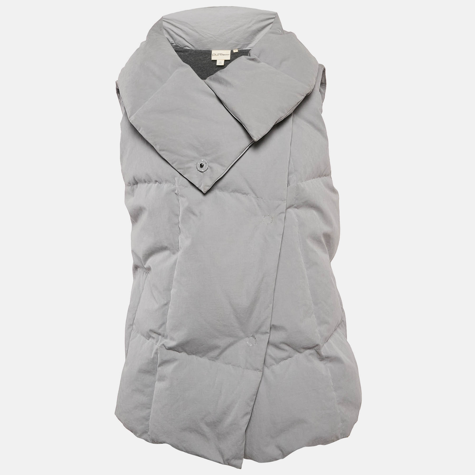 

Pure DKNY Grey Cotton Blend Quilted Down Vest M