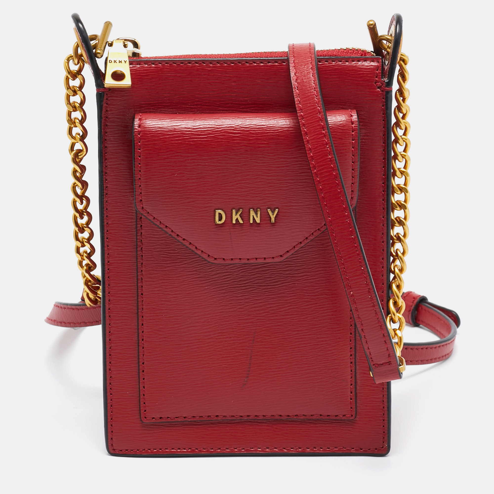 

DKNY Red Leather Alexa Phone Crossbody Bag