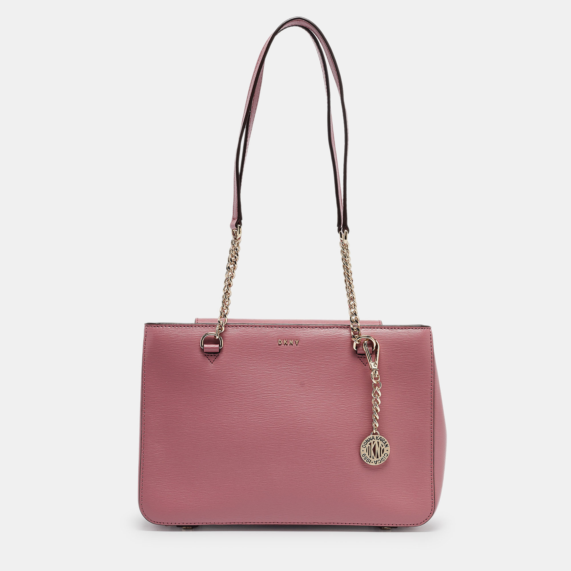 

DKNY Pink Leather Bryant Park Chain Tote