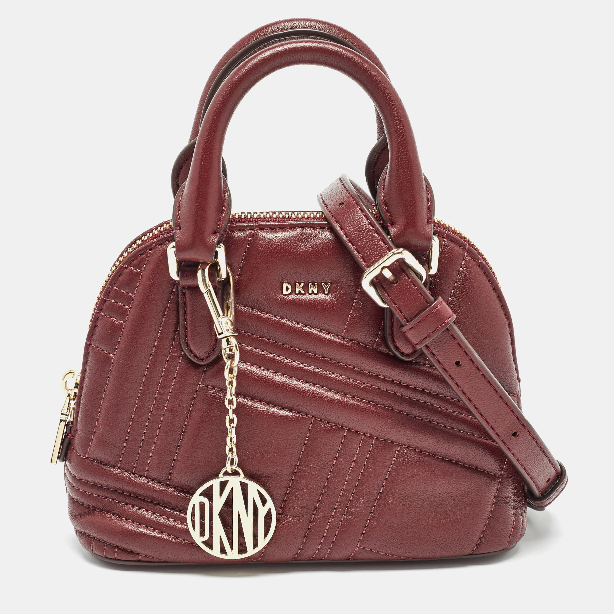 

DKNY Burgundy Quilted Leather Mini Allen Satchel