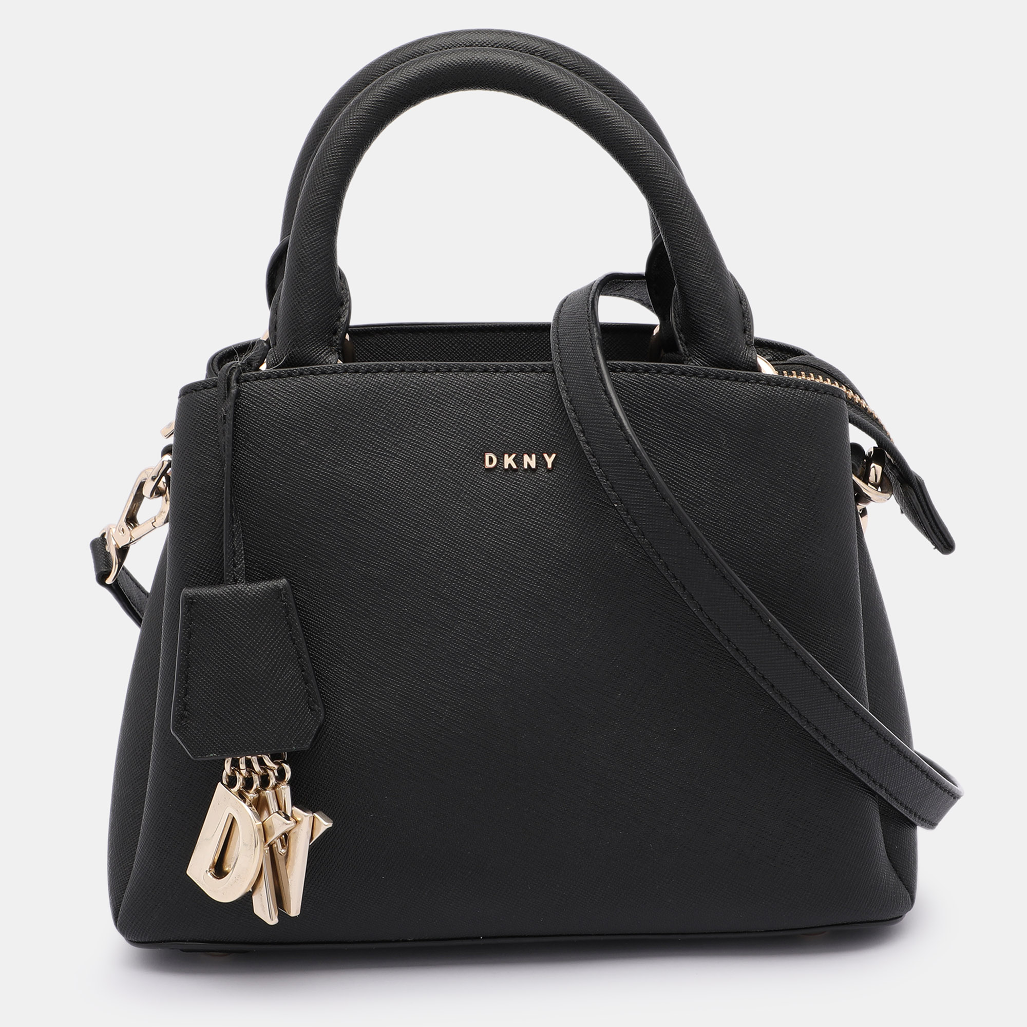 Pre-owned Dkny Black Leather Paige Satchel