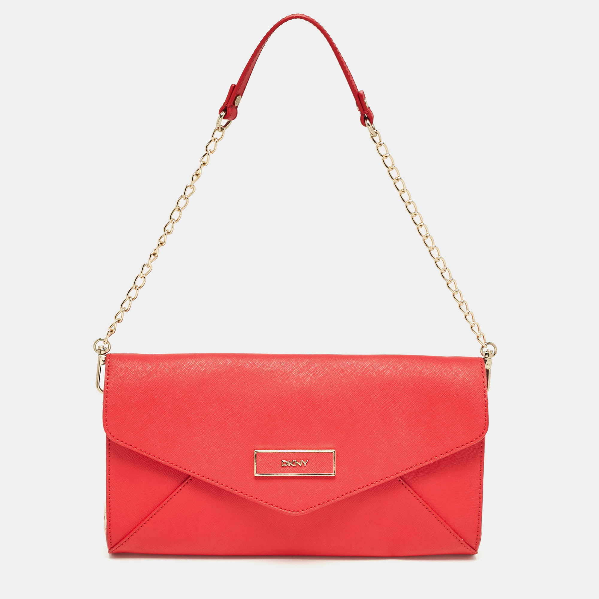 

DKNY Red Leather Logo Flap Shoulder Bag