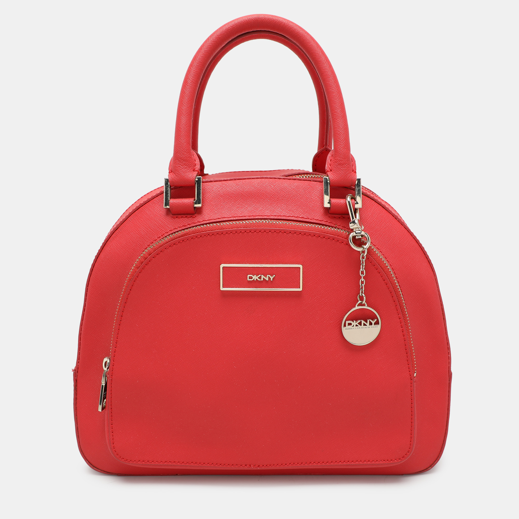 

DKNY Red Leather Front Dome Satchel