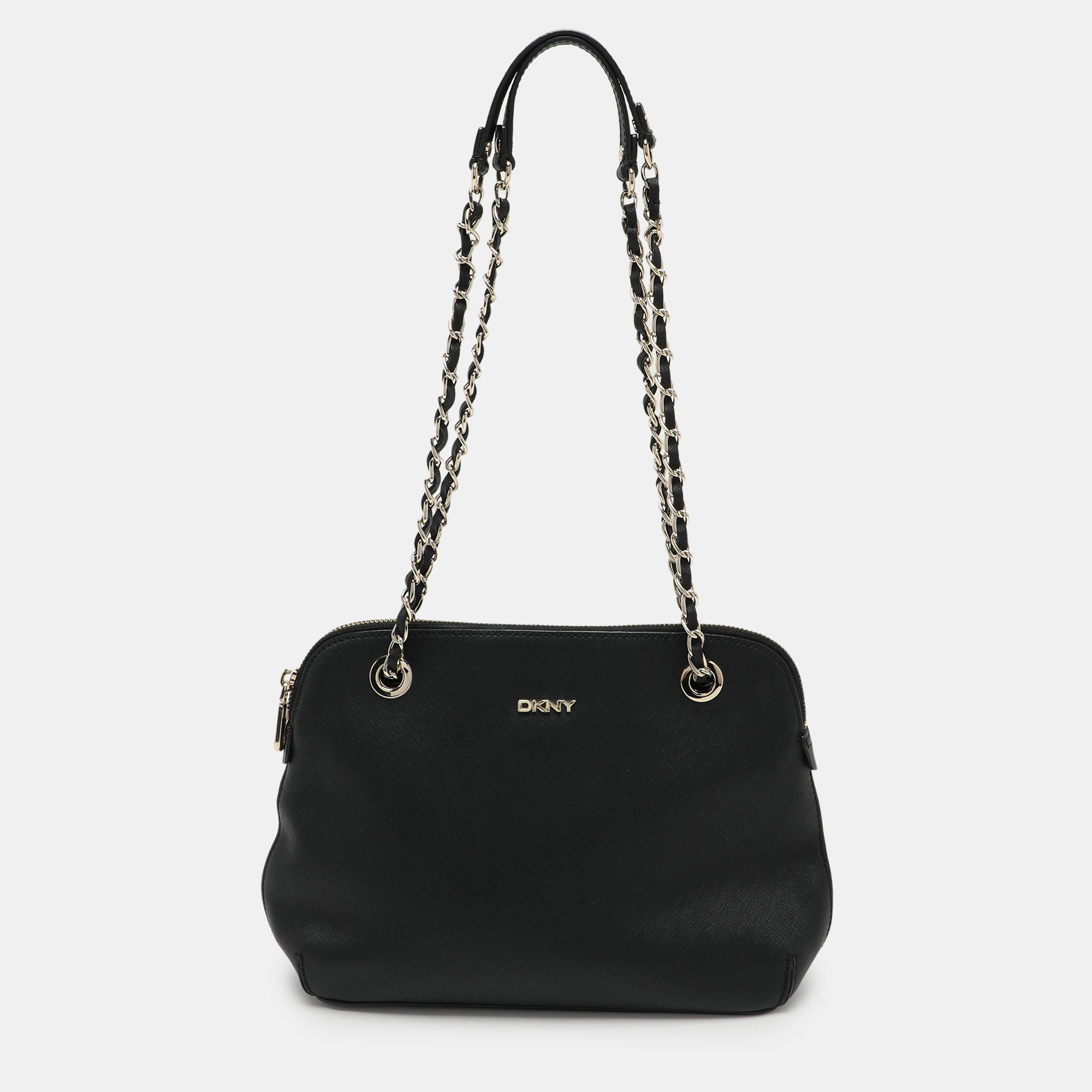 

DKNY Black Leather Dome Satchel