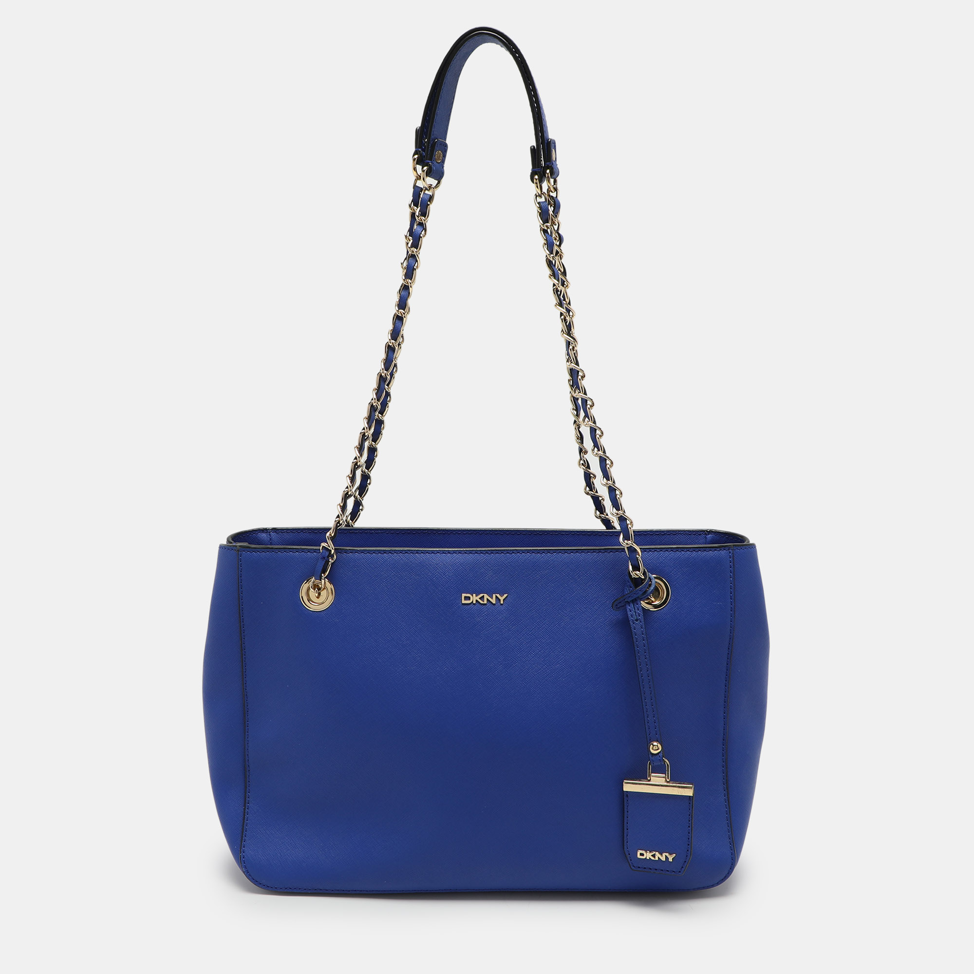 

DKNY Blue Leather Chain Zip Tote