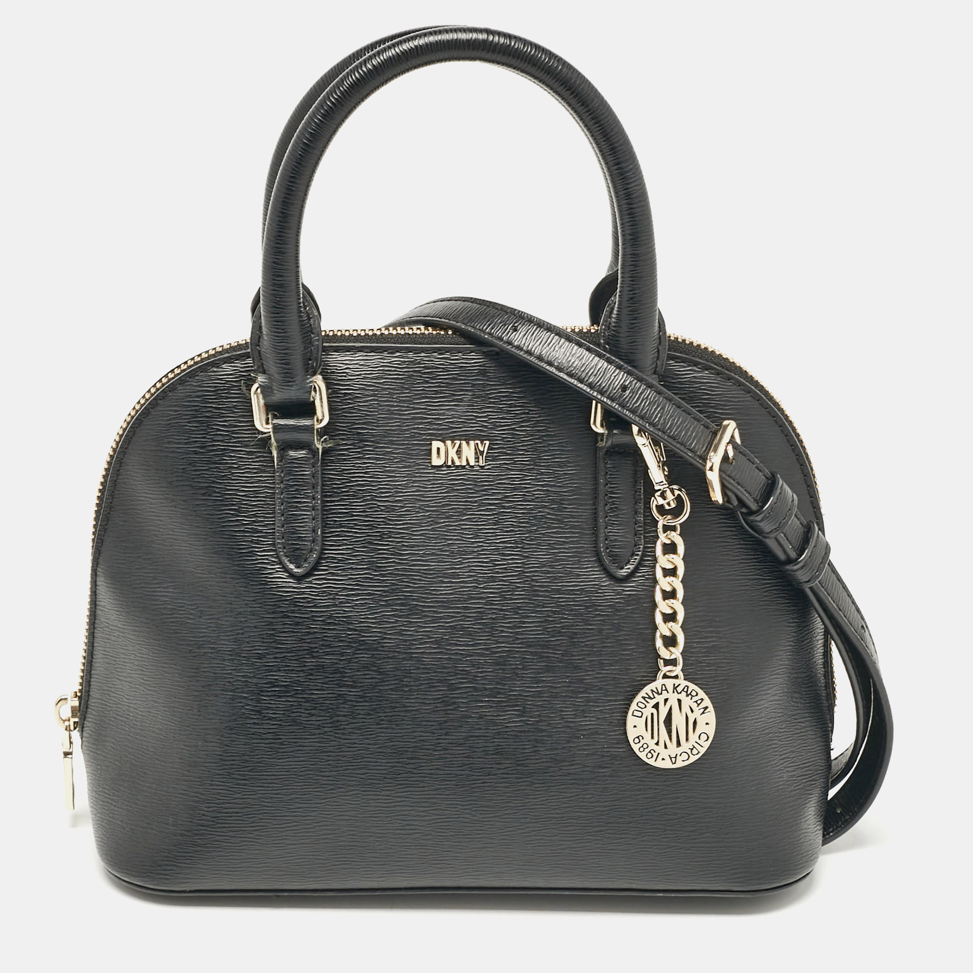 

Dkny Black Leather Dome Satchel