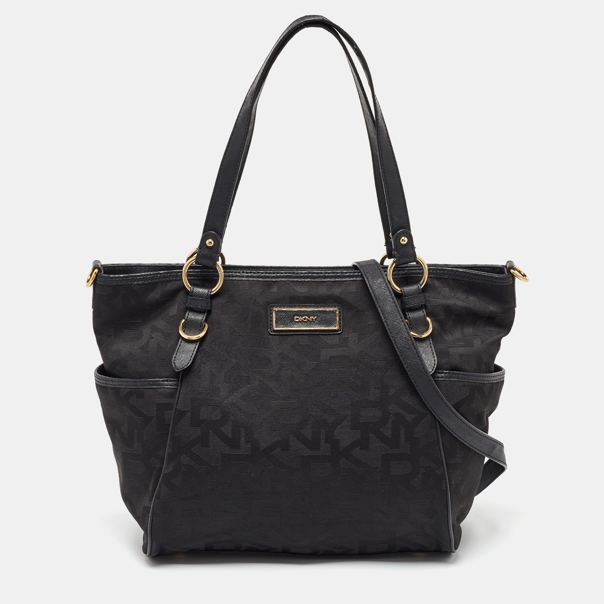 

DKNY Black Signature Canvas and Leather Tote