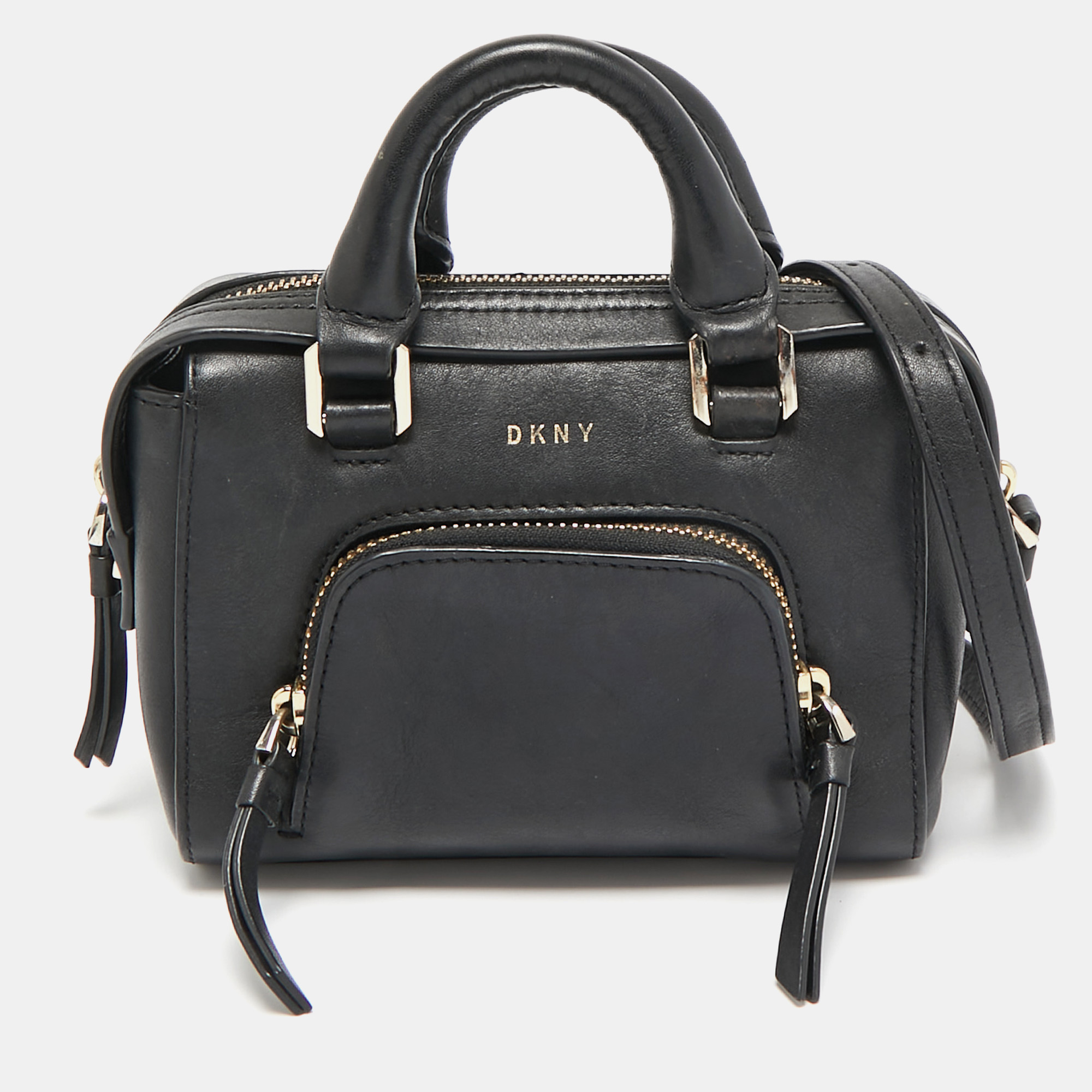 

Dkny Black Leather Mini Front Pocket Crossbody Bag