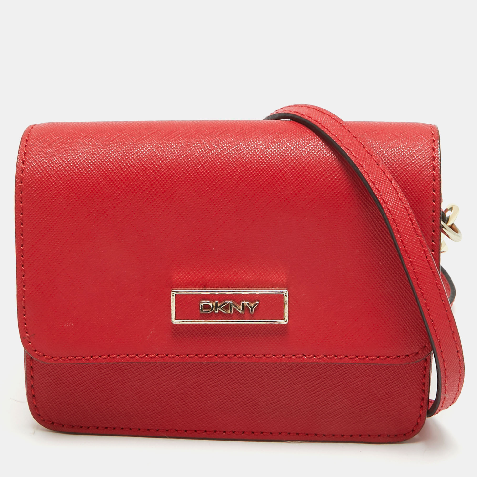 

Dkny Red Leather Mini Flap Crossbody Bag