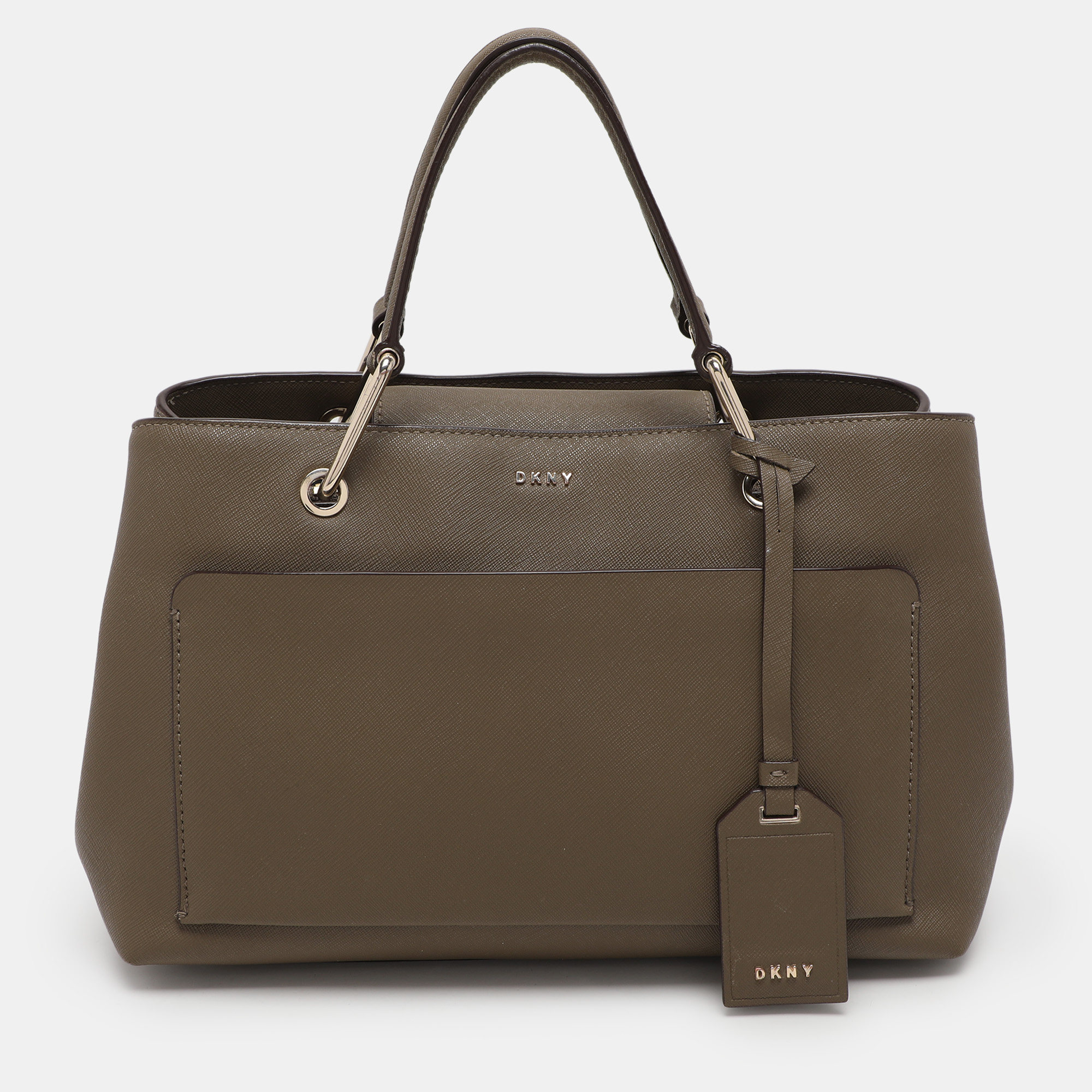 

Dkny Khaki Green Leather Tote