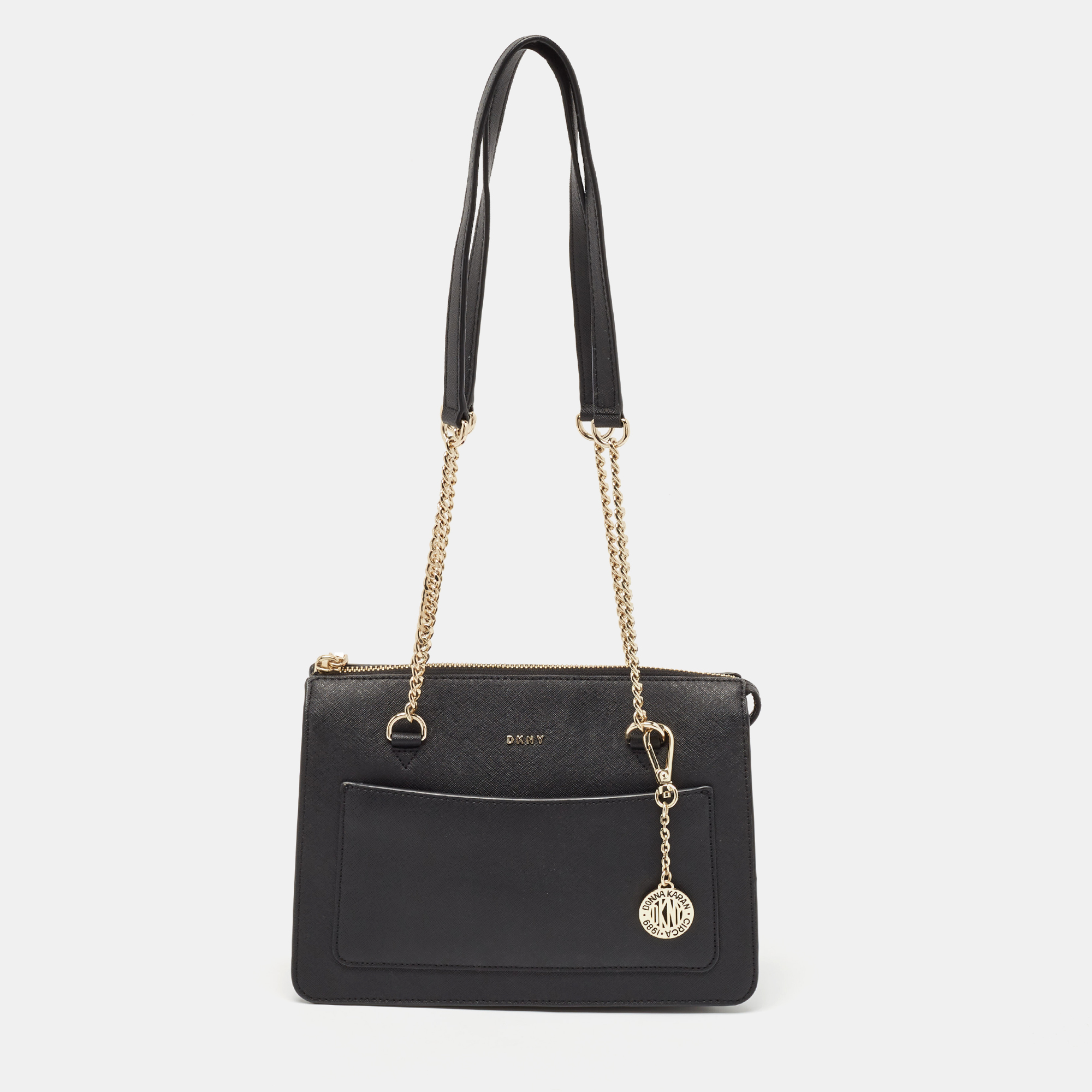 

DKNY Black Leather Bryant Top Zip Shoulder Bag