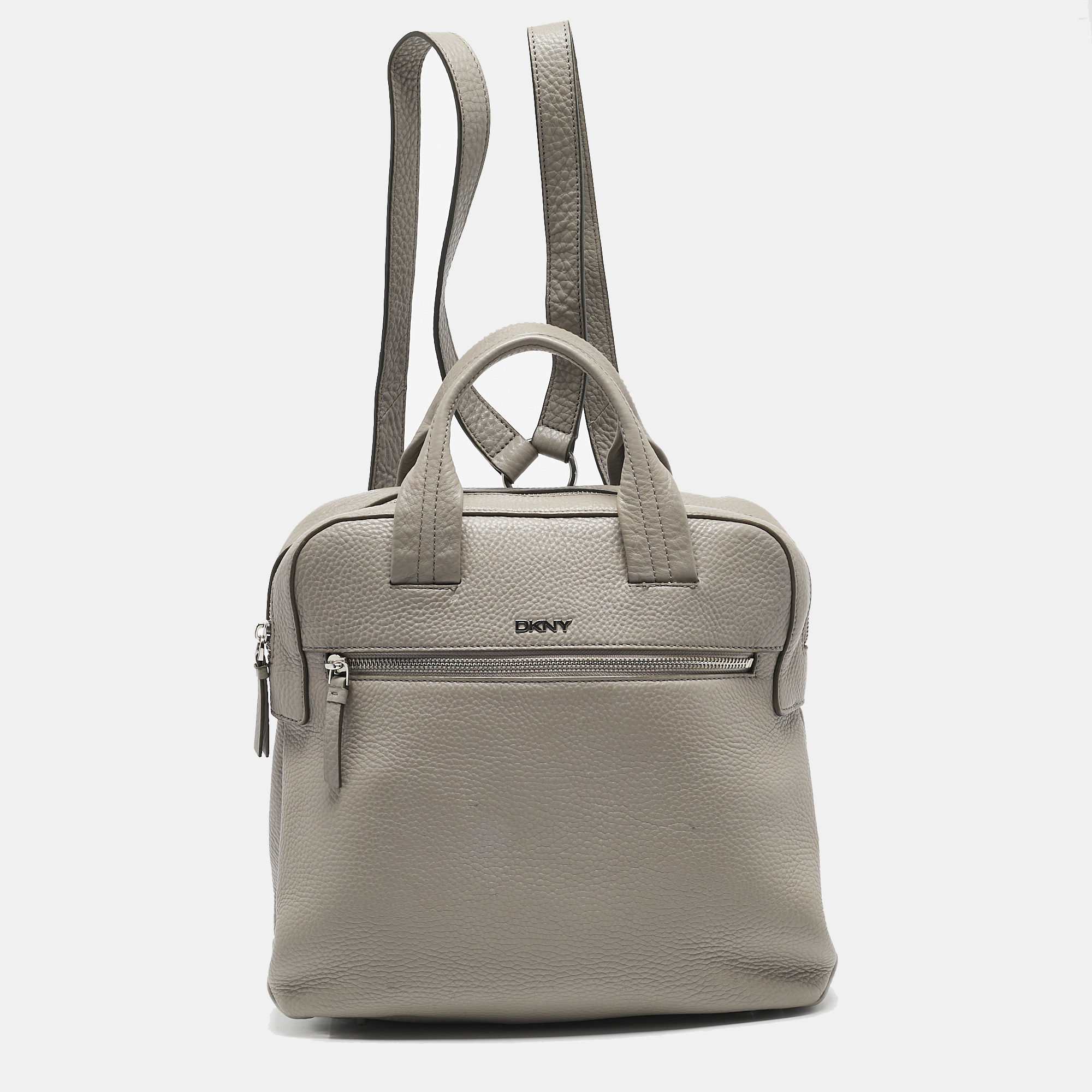 

DKNY Grey Leather Convertible Backpack