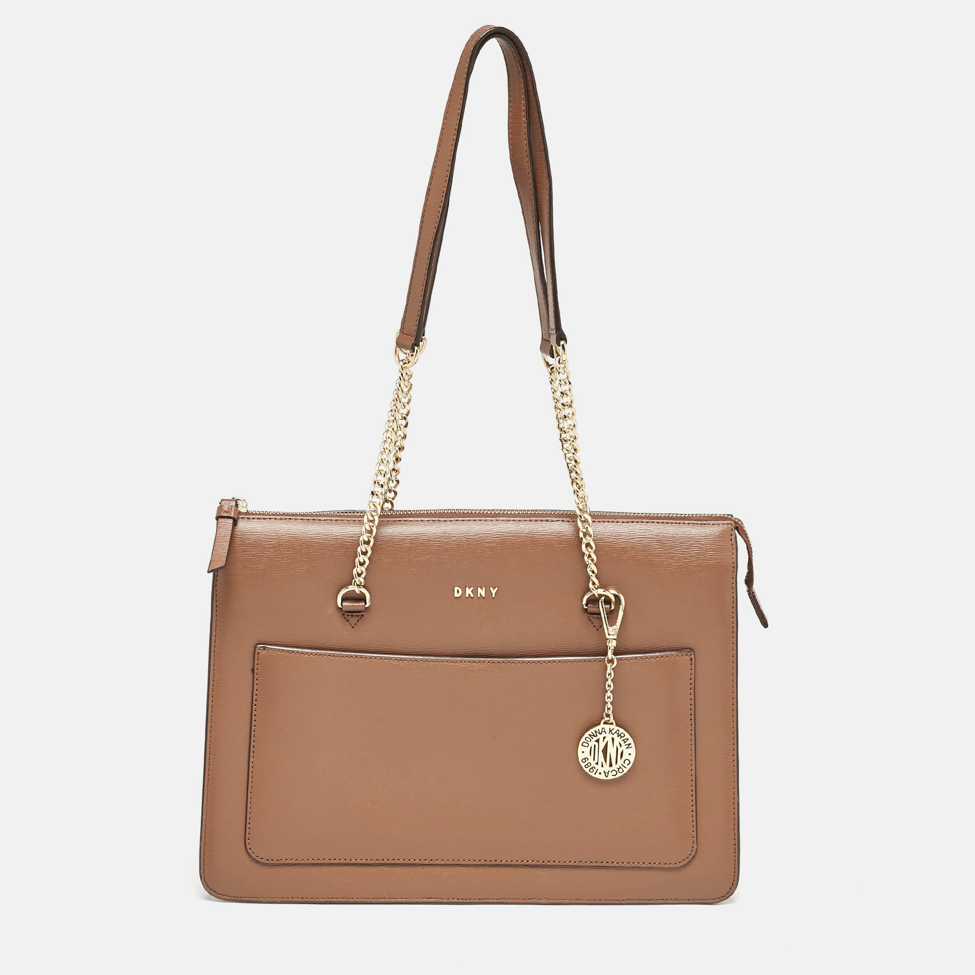 

DKNY Brown Leather  Bryant Top Zip Tote