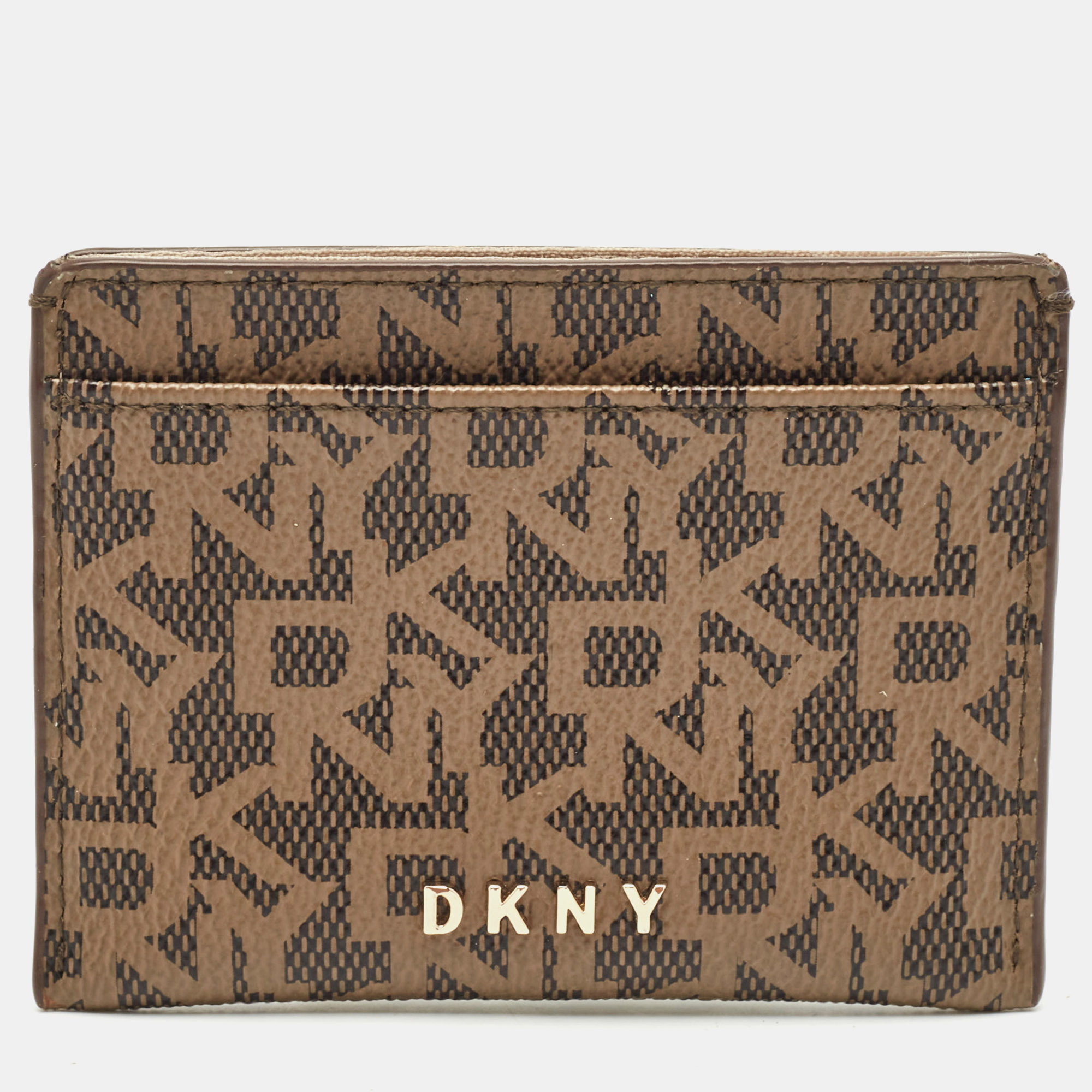 

DKNY Beige/Brown Signature Coated Canvas Card Holder