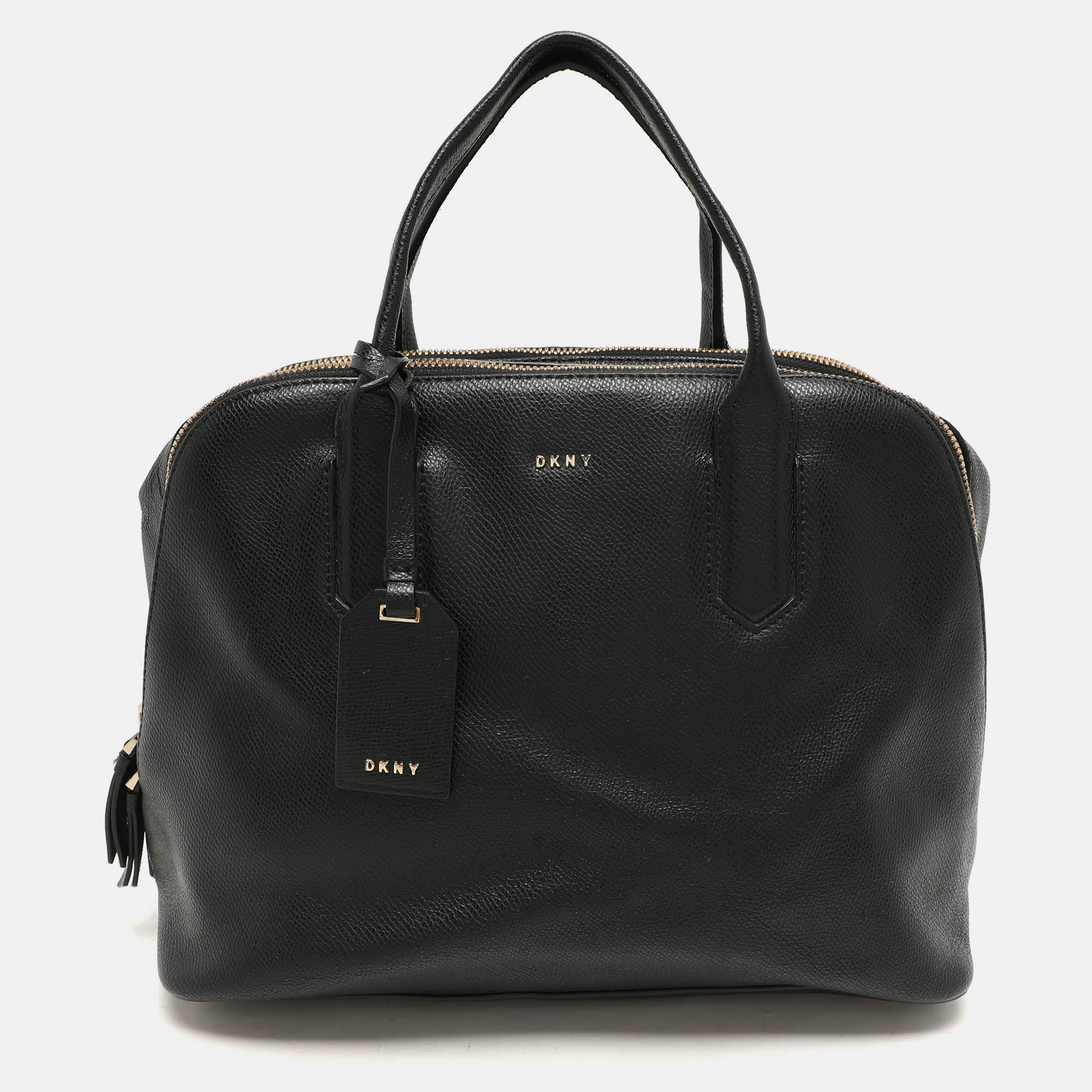 

DKNY Black Leather Dome Satchel