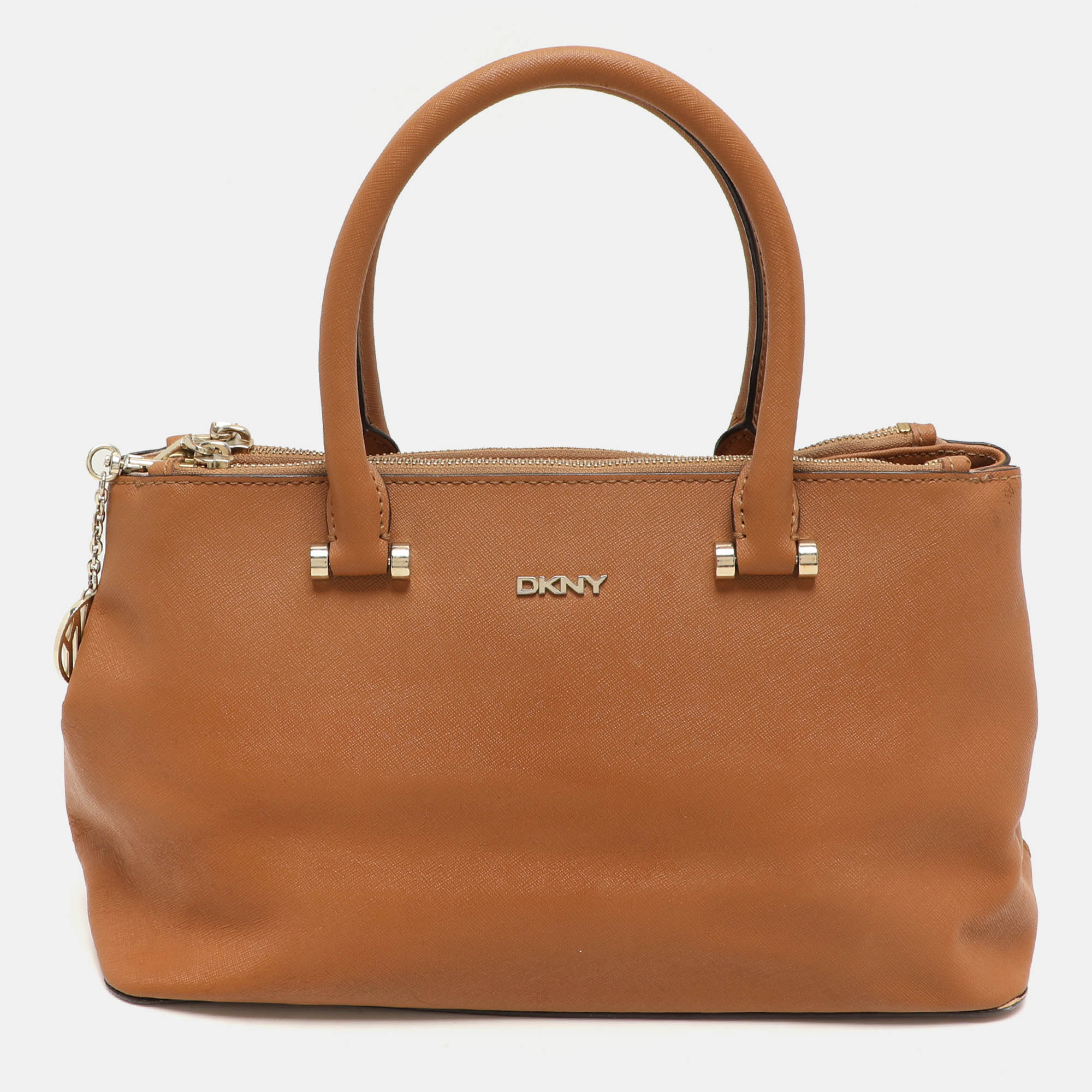 

DKNY Brown Leather Bryant Park Satchel, Beige