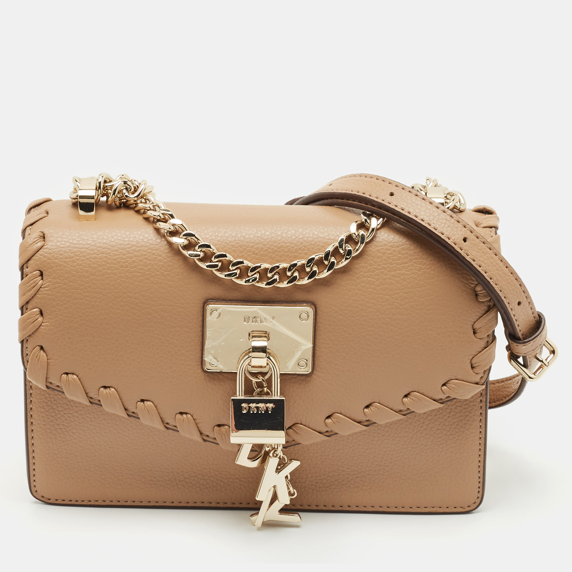 

DKNY Beige Leather  Elissa Shoulder Bag