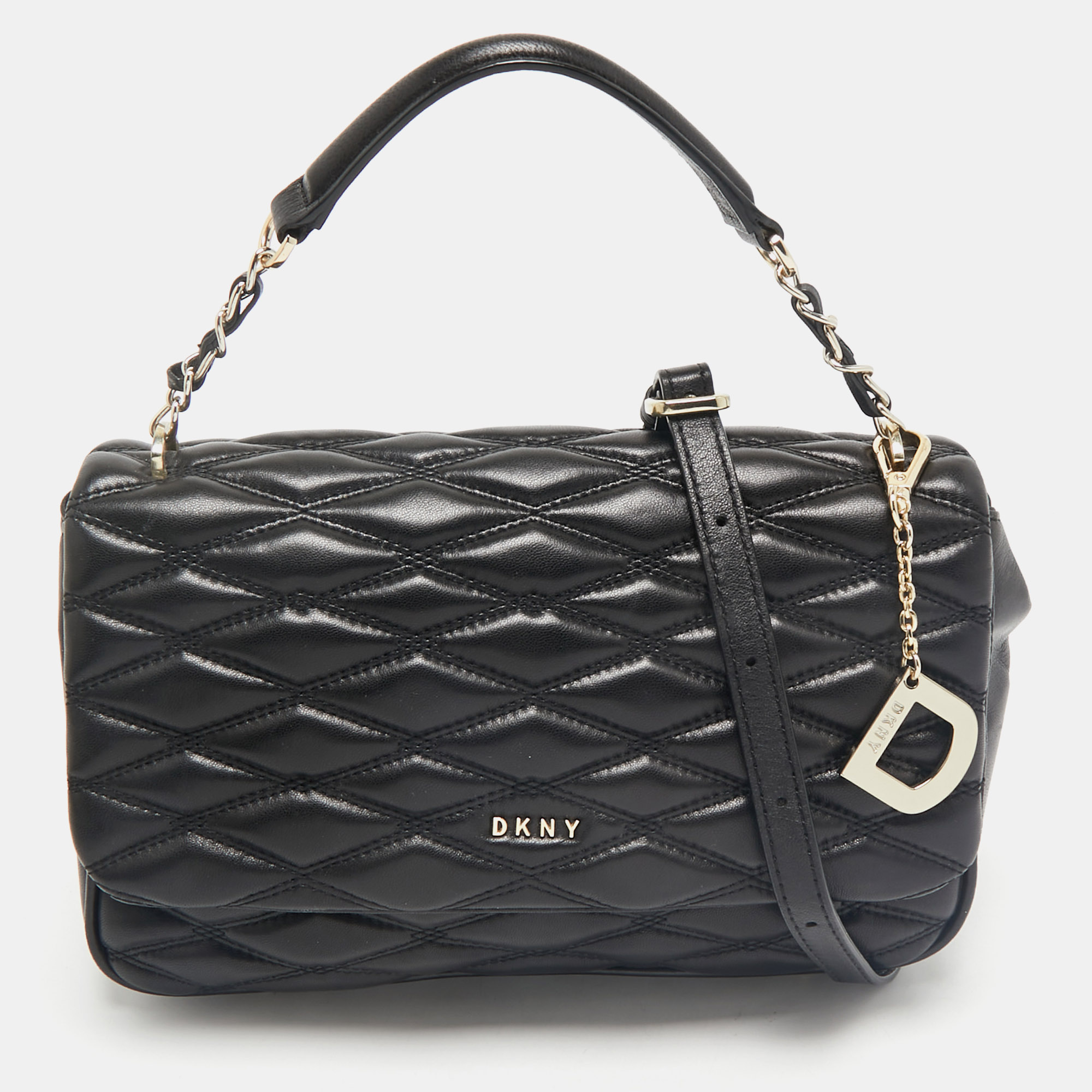 

DKNY Black Diamond Quilted Leather Lara Top Handle Bag