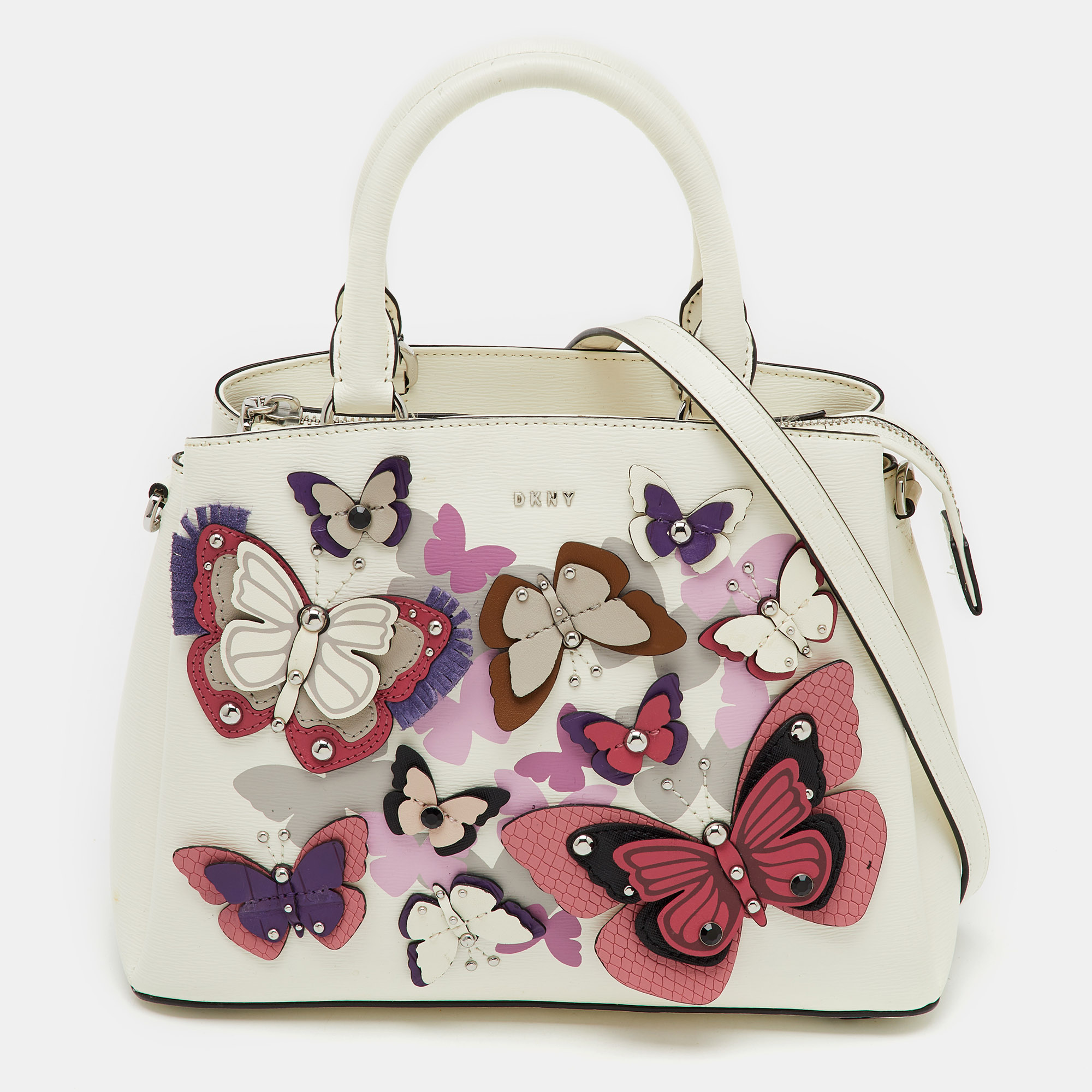

DKNY Multicolor Leather Butterflys Embellished Paige Satchel