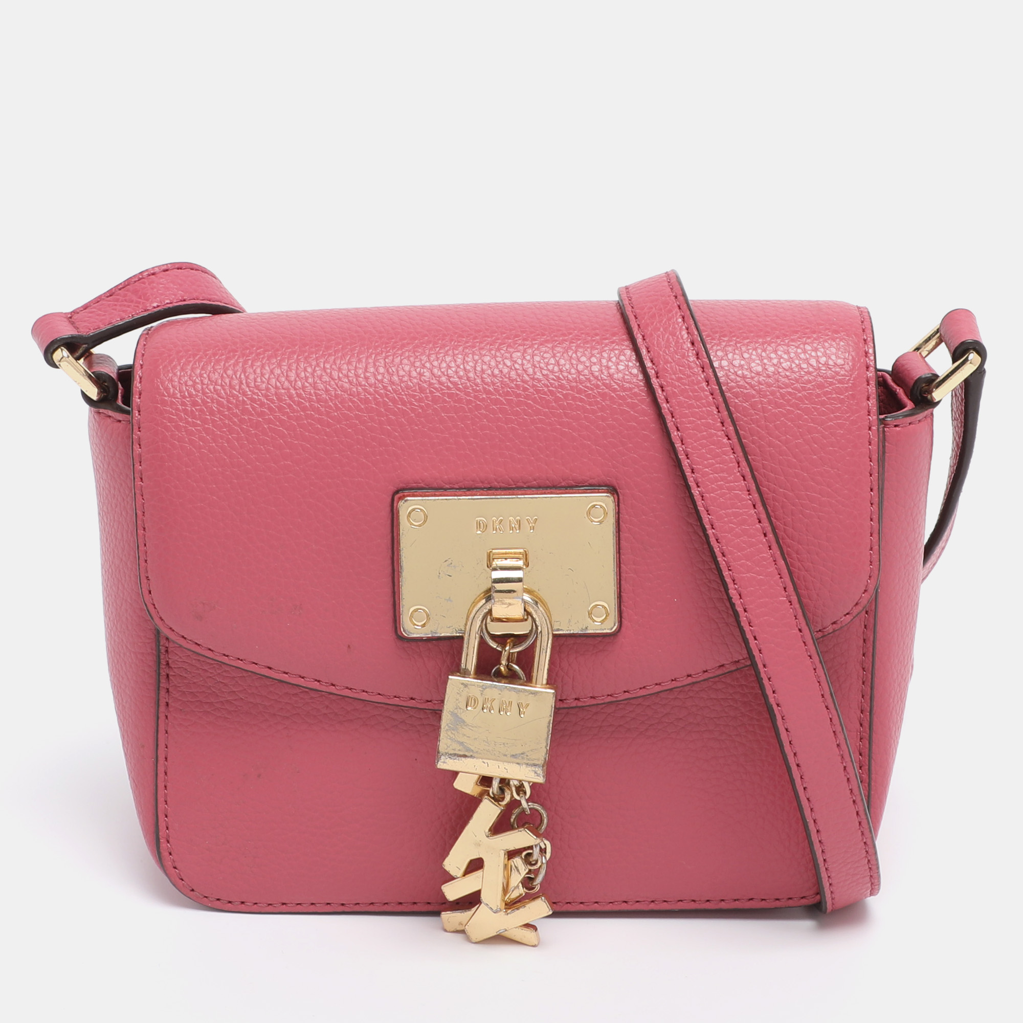 

DKNY Pink Leather Small Elisa Crossbody Bag