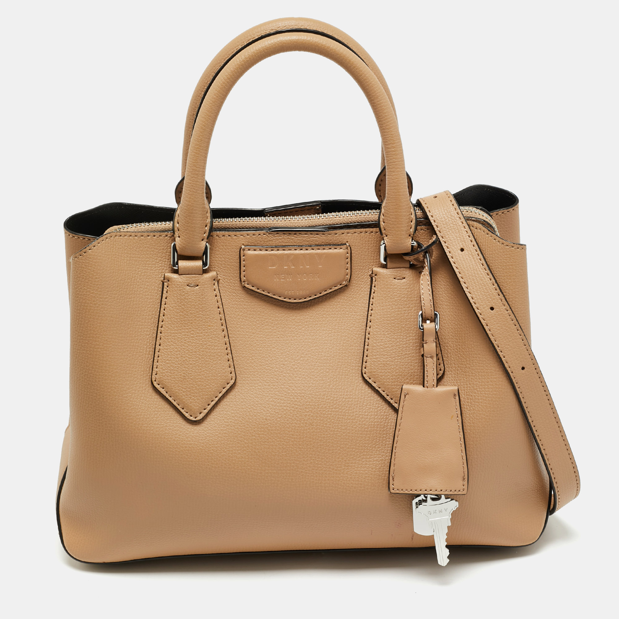 

DKNY Beige Leather Sullivan Triple Compartment Tote