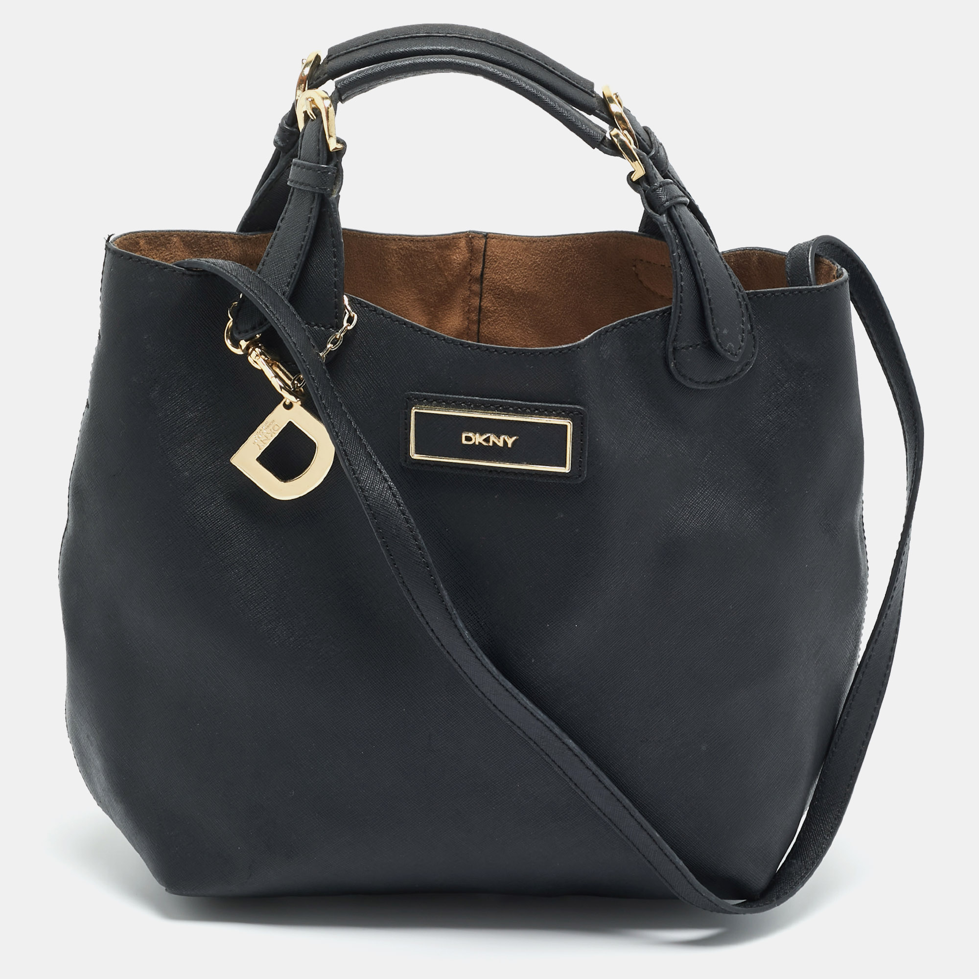 

DKNY Black Leather Charm Hobo