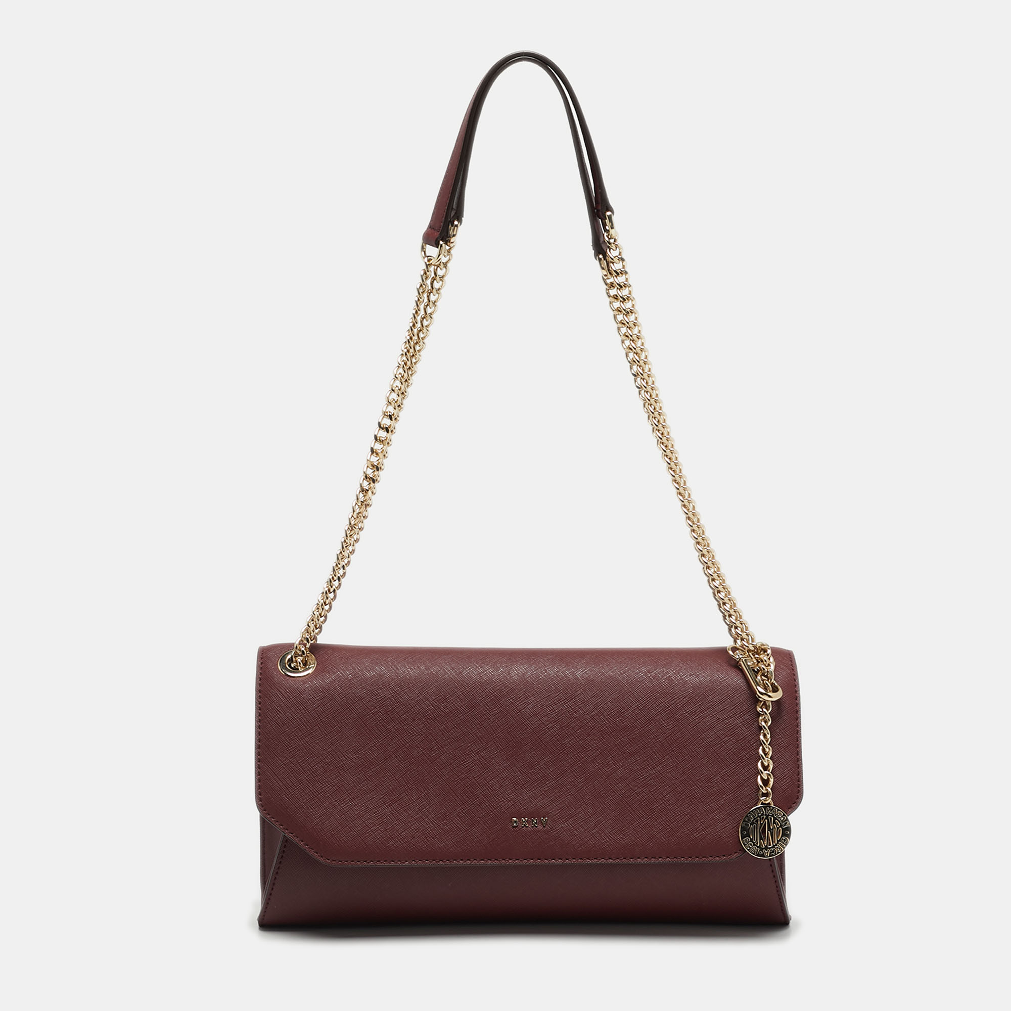 

DKNY Bryant Dark Red Leather Chain Envelope Flap Bag