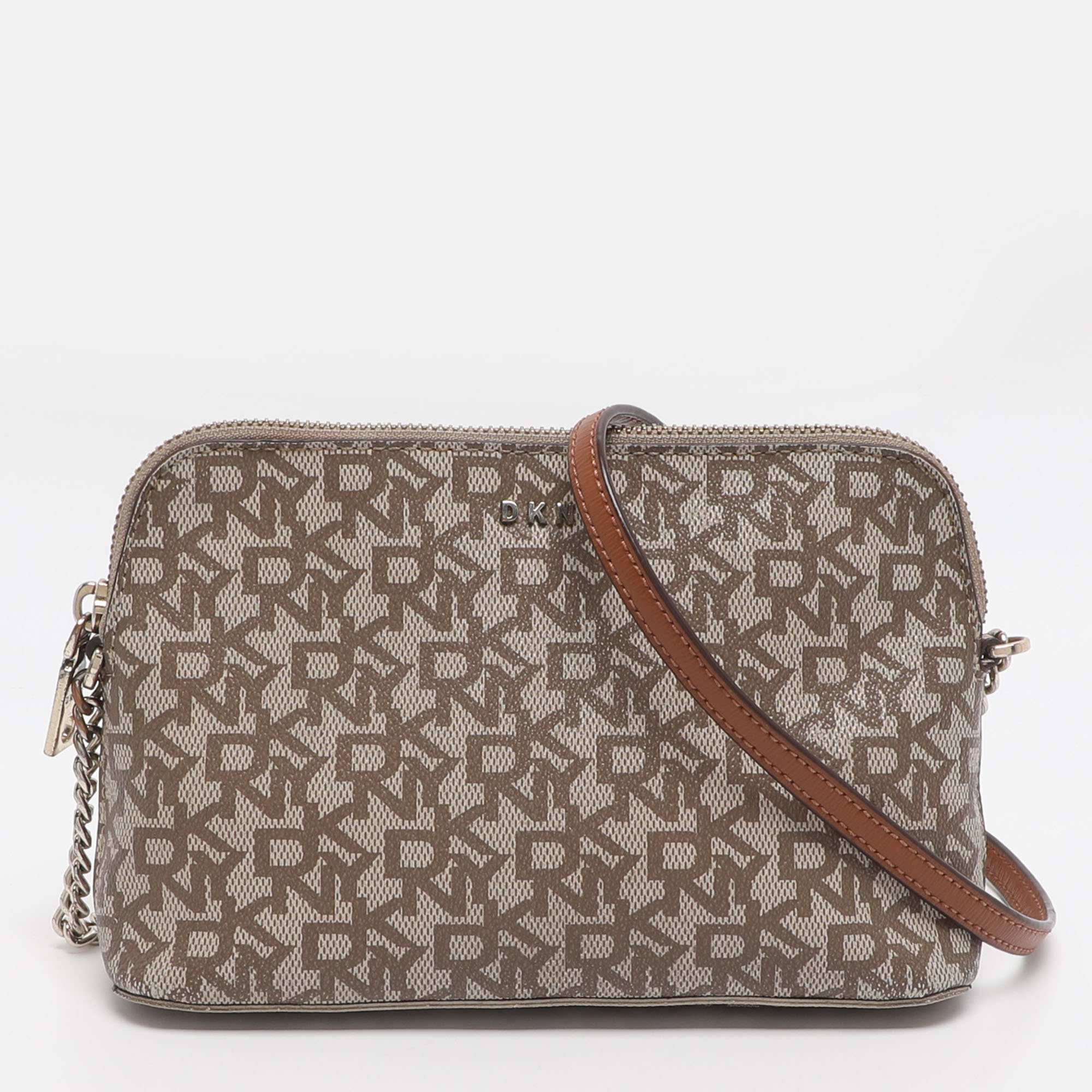 

DKNY Brown/Beige Signature Coated Canvas Dome Crossbody Bag