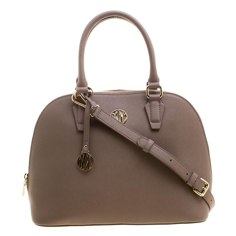 DKNY Brown Saffiano Leather Top Handle Bag