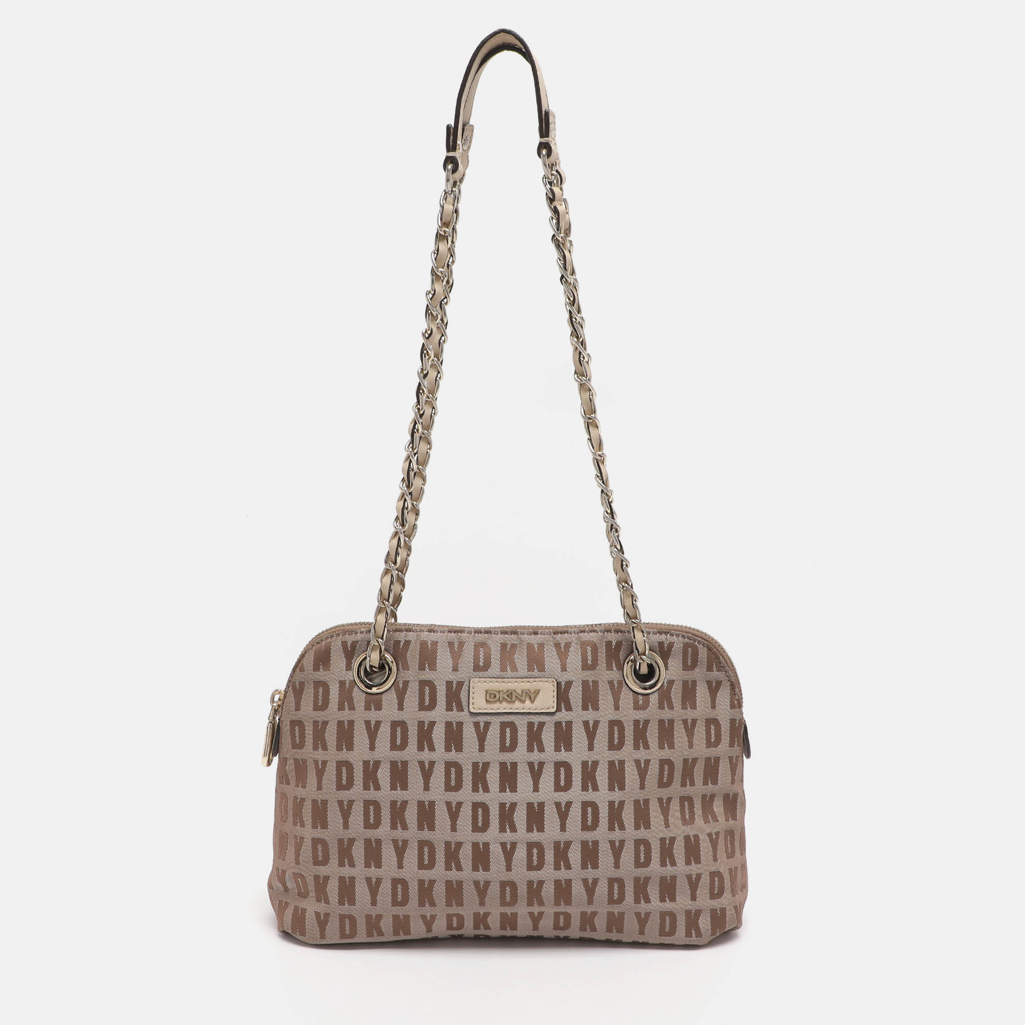 

DKNY Beige Signature Canvas Shoulder Bag