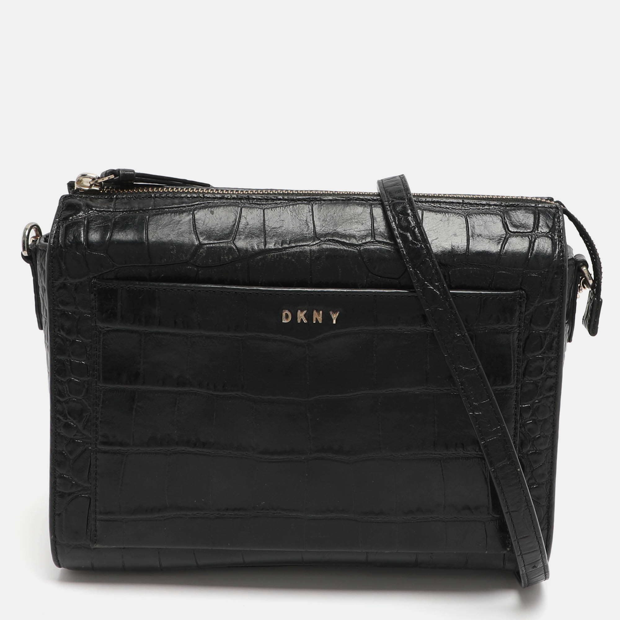 

Dkny Black Croc Embossed Leather Crossbody Bags