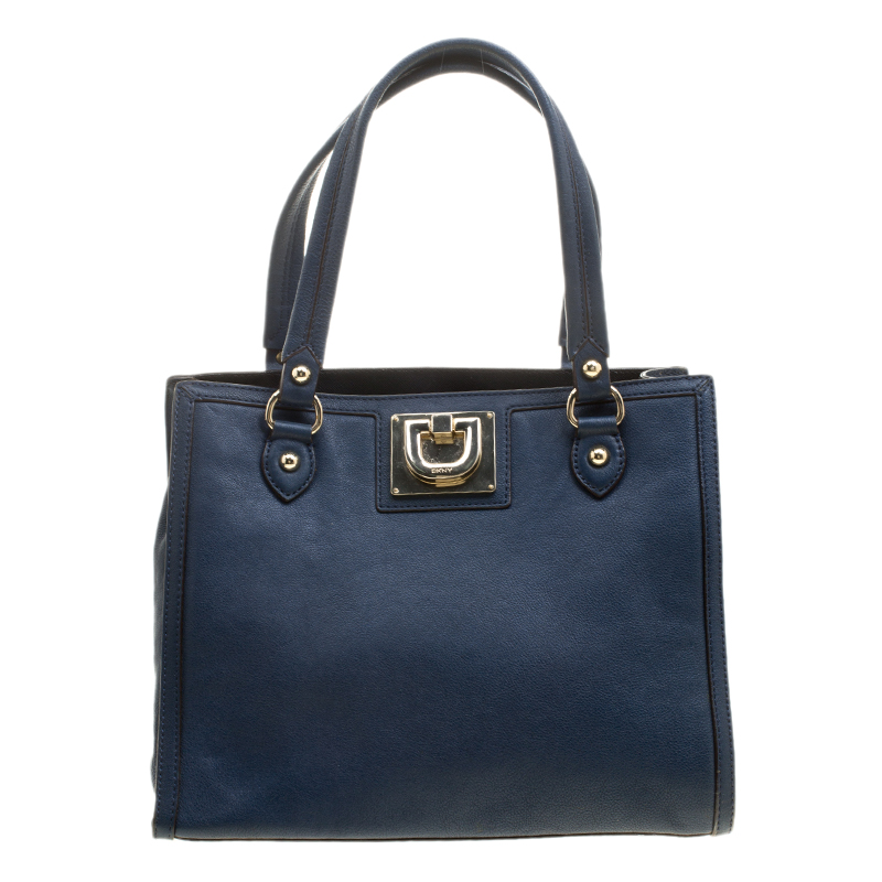 Pre Owned DKNY Blue Leather Shoulder Bag