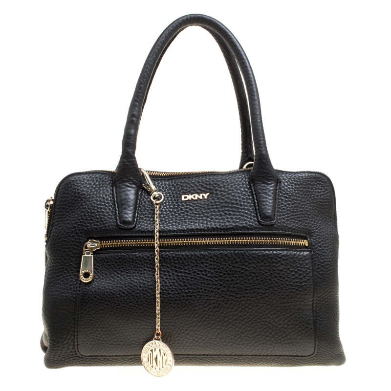 Pre Owned DKNY Black Leather Top Handle Bag