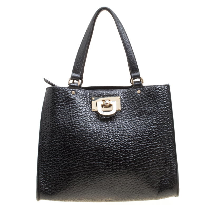 Pre Owned DKNY Black Grain Leather Beekman French Tote