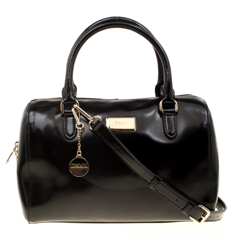 Pre Owned Dkny Black Leather Top Handle Shoulder Bag